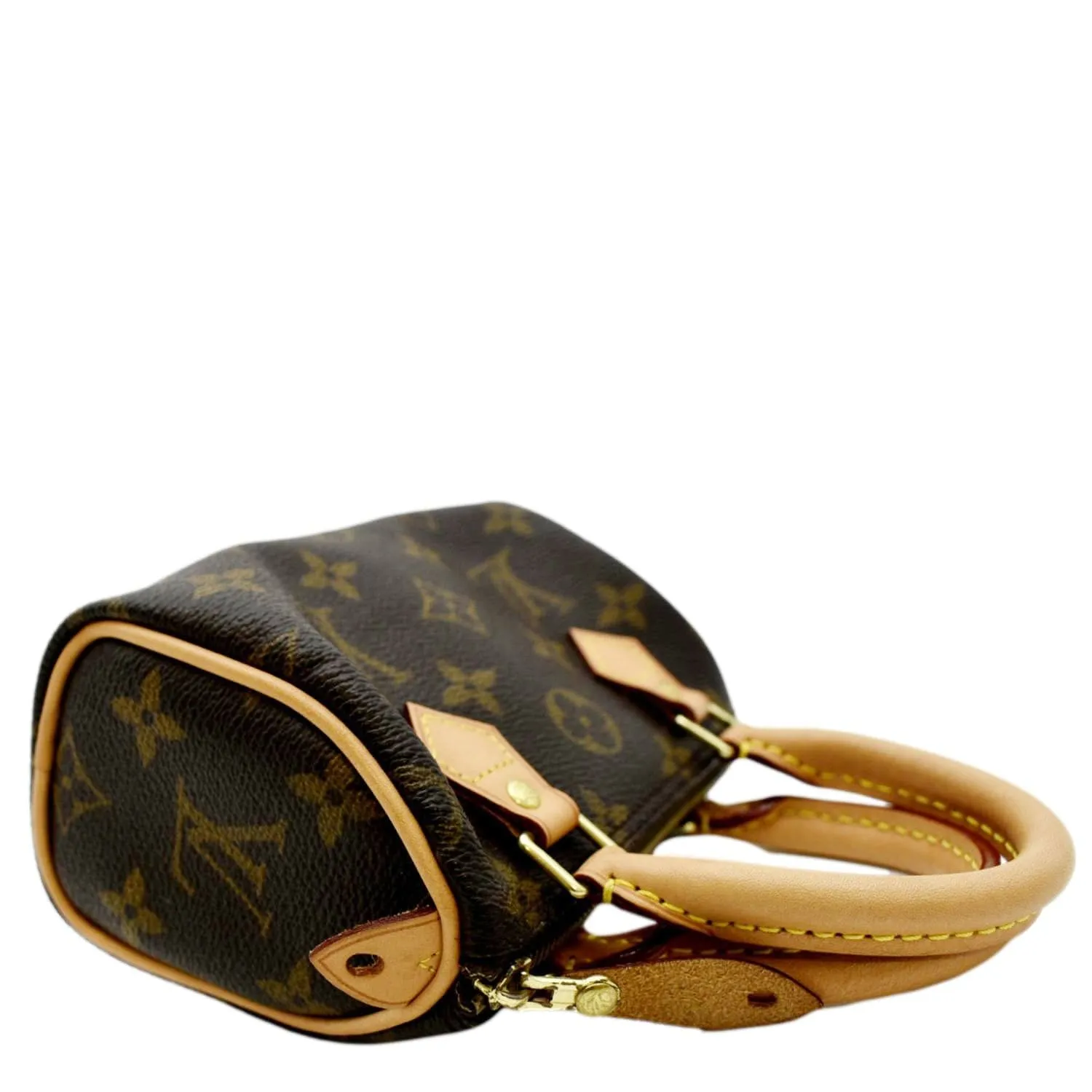 LOUIS VUITTON Mini Speedy HL Monogram Canvas with Leather Trim Satchel Bag Brown