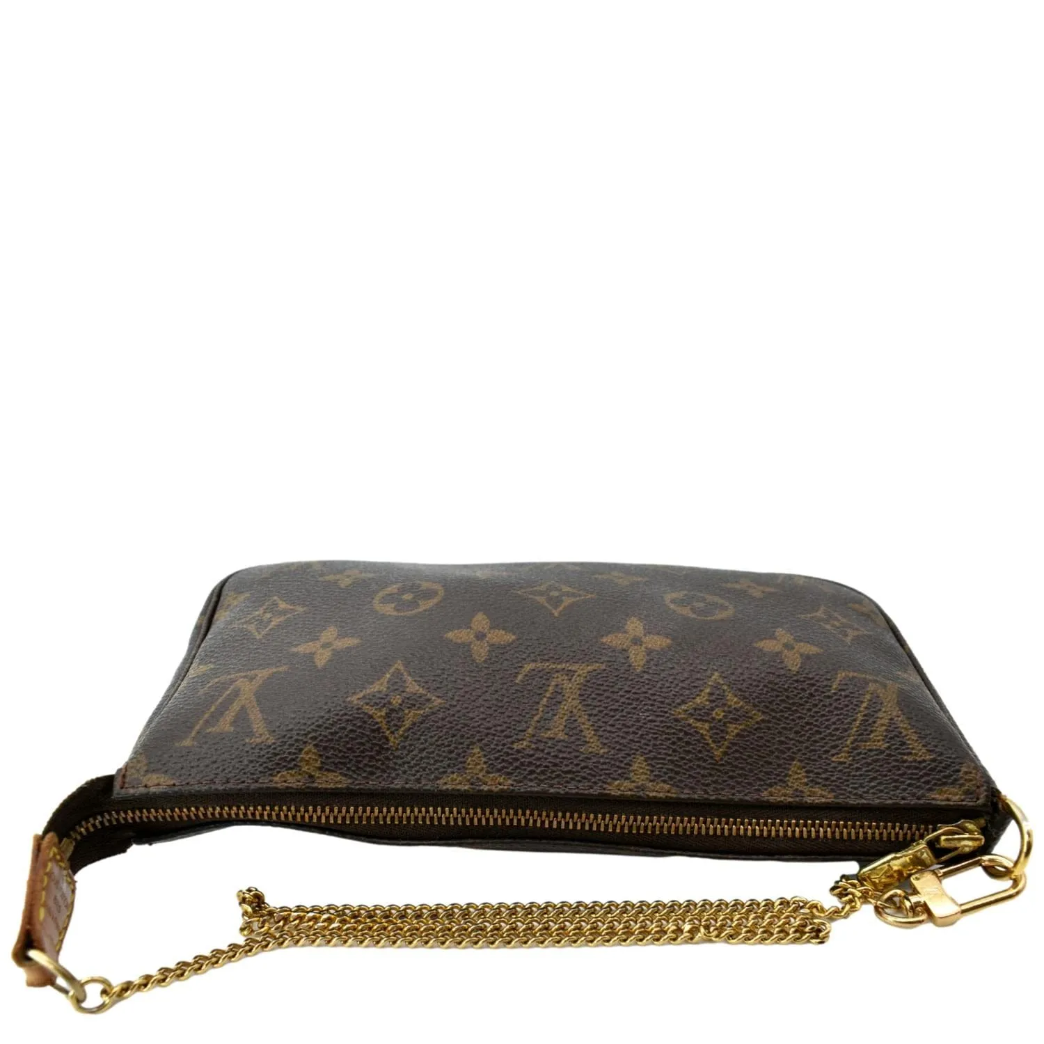 LOUIS VUITTON Monogram Canvas Chain Pochette Brown