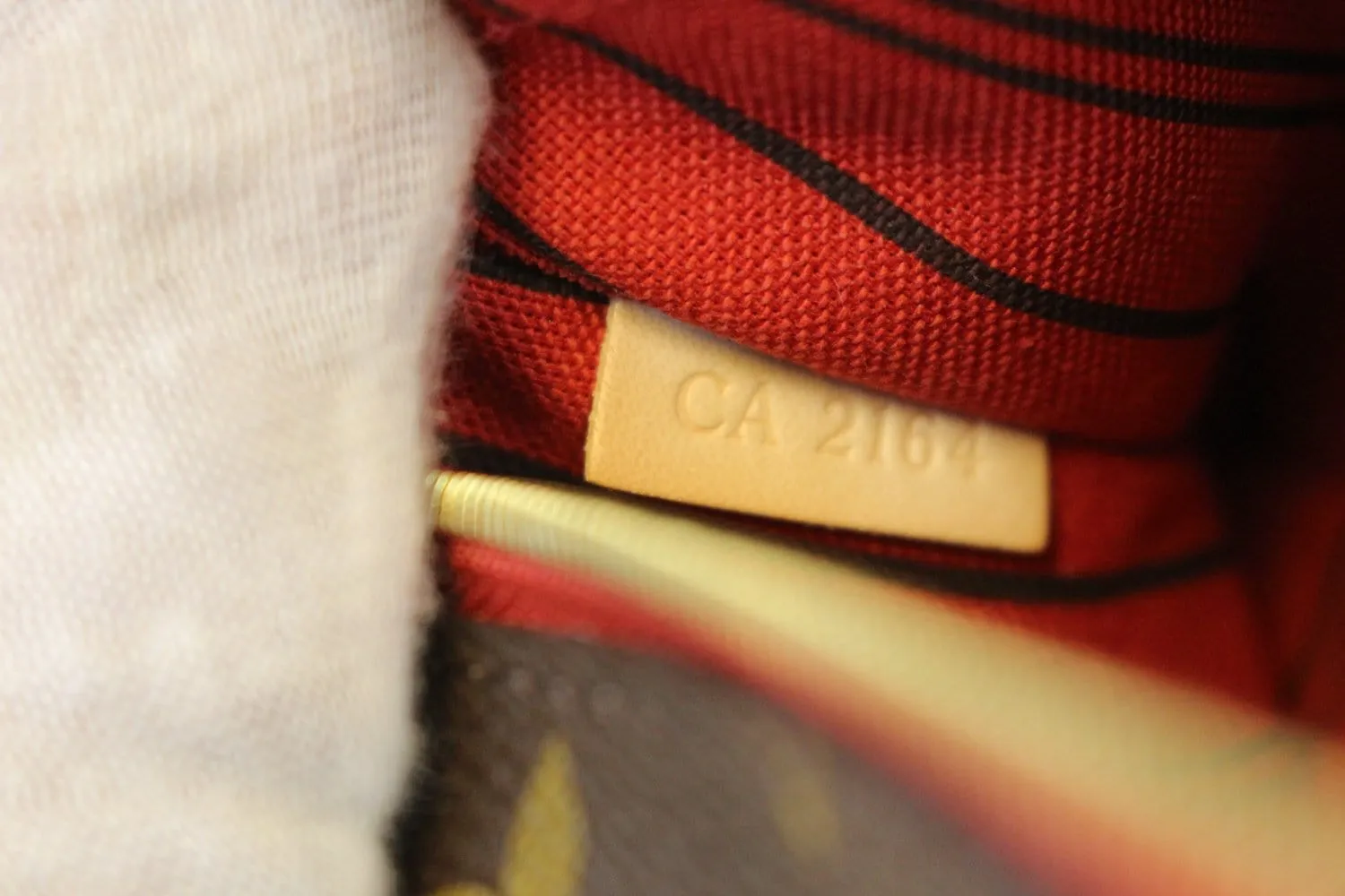 LOUIS VUITTON Monogram Canvas Red Pochette Pouch For Neverfull