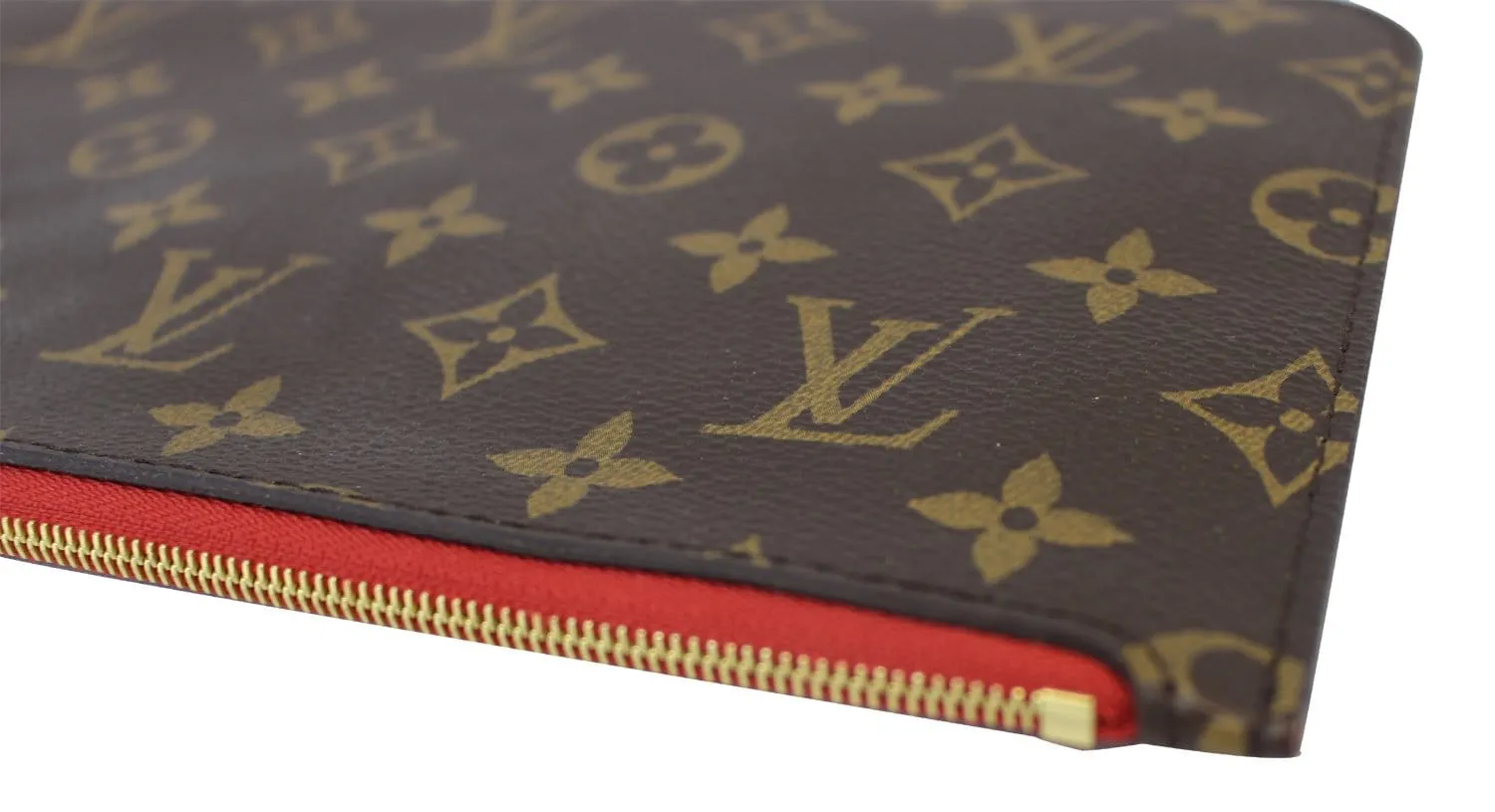 LOUIS VUITTON Monogram Canvas Red Pochette Pouch For Neverfull
