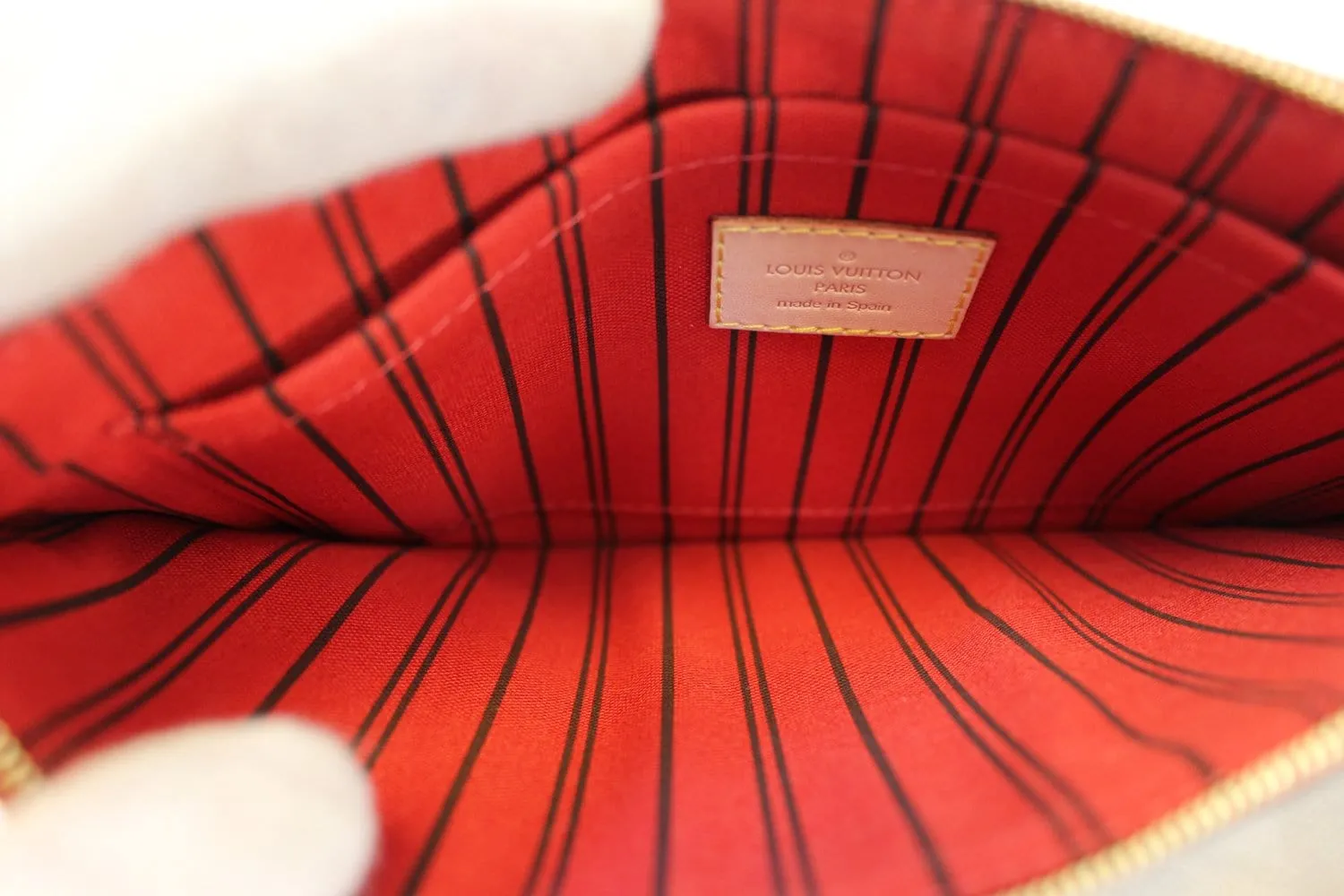 LOUIS VUITTON Monogram Canvas Red Pochette Pouch For Neverfull