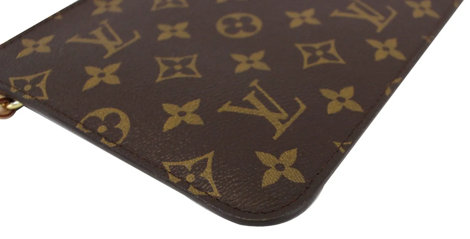 LOUIS VUITTON Monogram Canvas Red Pochette Pouch For Neverfull