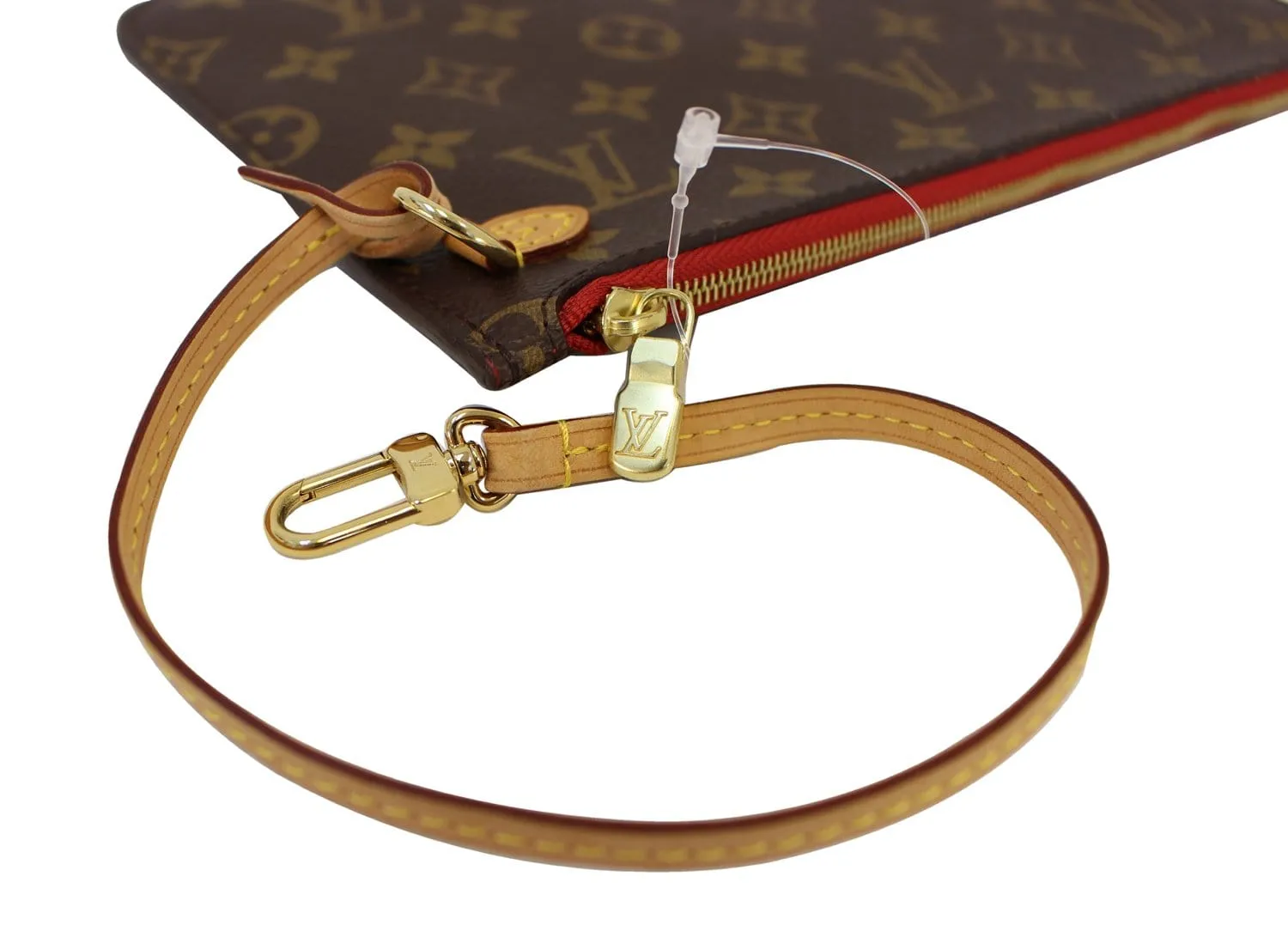 LOUIS VUITTON Monogram Canvas Red Pochette Pouch For Neverfull