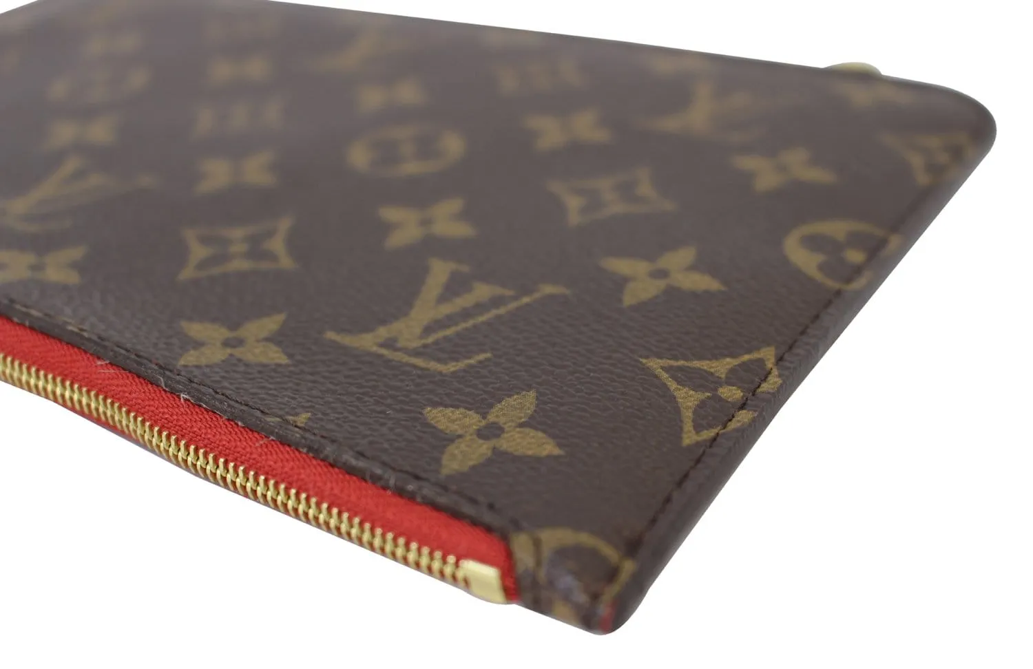 LOUIS VUITTON Monogram Canvas Red Pochette Pouch For Neverfull