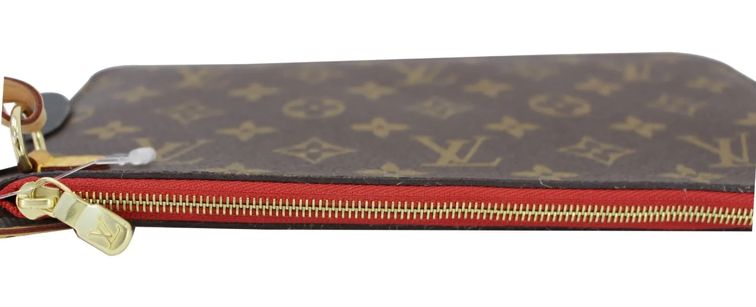 LOUIS VUITTON Monogram Canvas Red Pochette Pouch For Neverfull