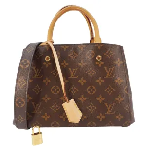 LOUIS VUITTON Montaigne BB Monogram Canvas Shoulder Bag Brown