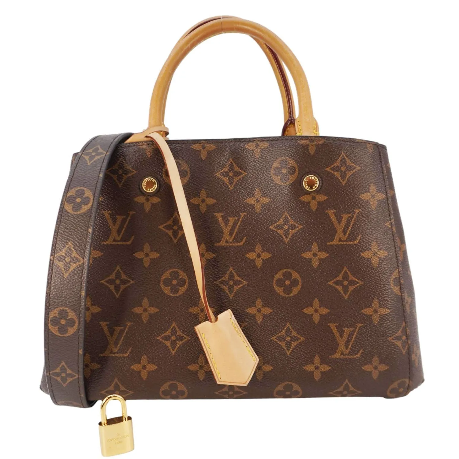 LOUIS VUITTON Montaigne BB Monogram Canvas Shoulder Bag Brown