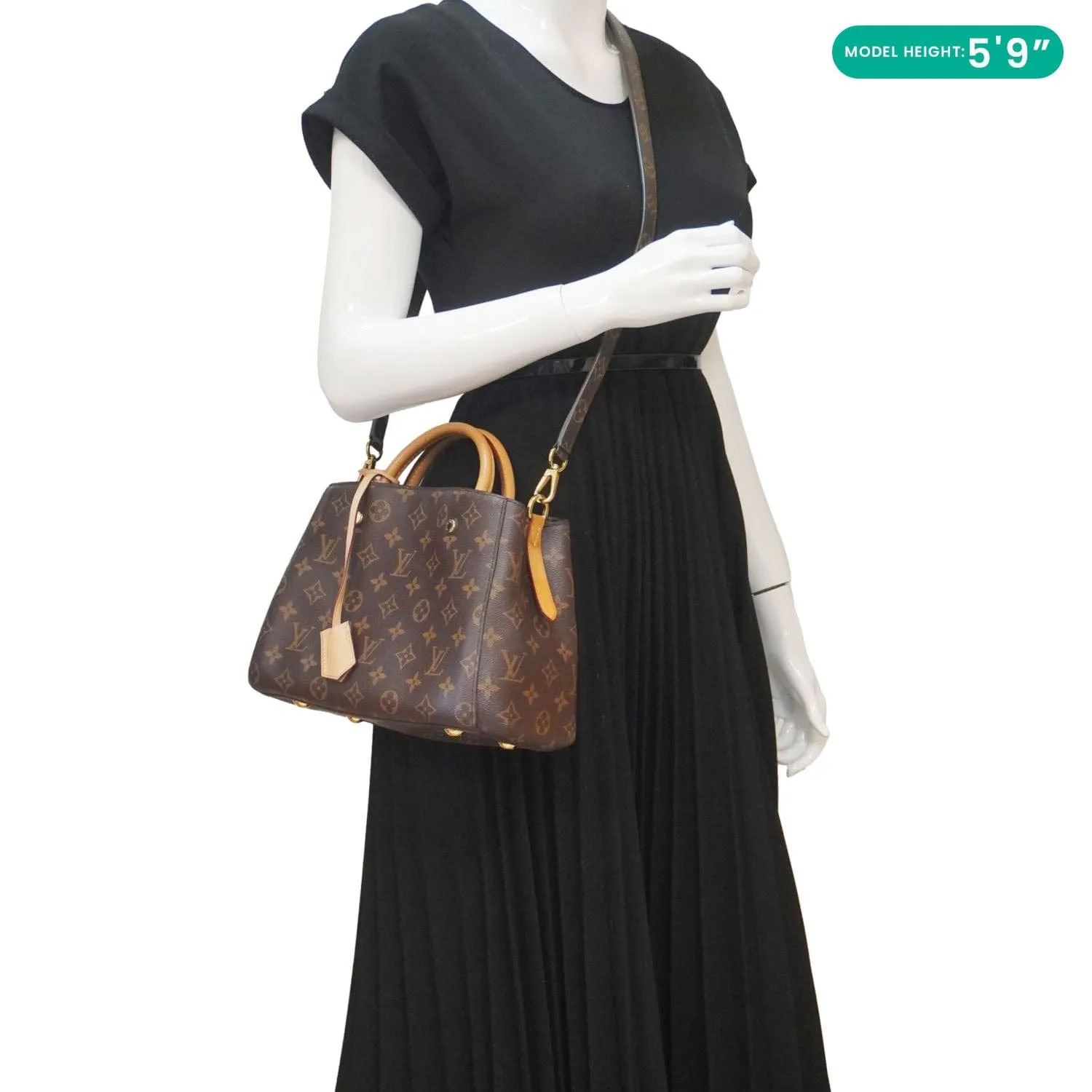 LOUIS VUITTON Montaigne BB Monogram Canvas Shoulder Bag Brown