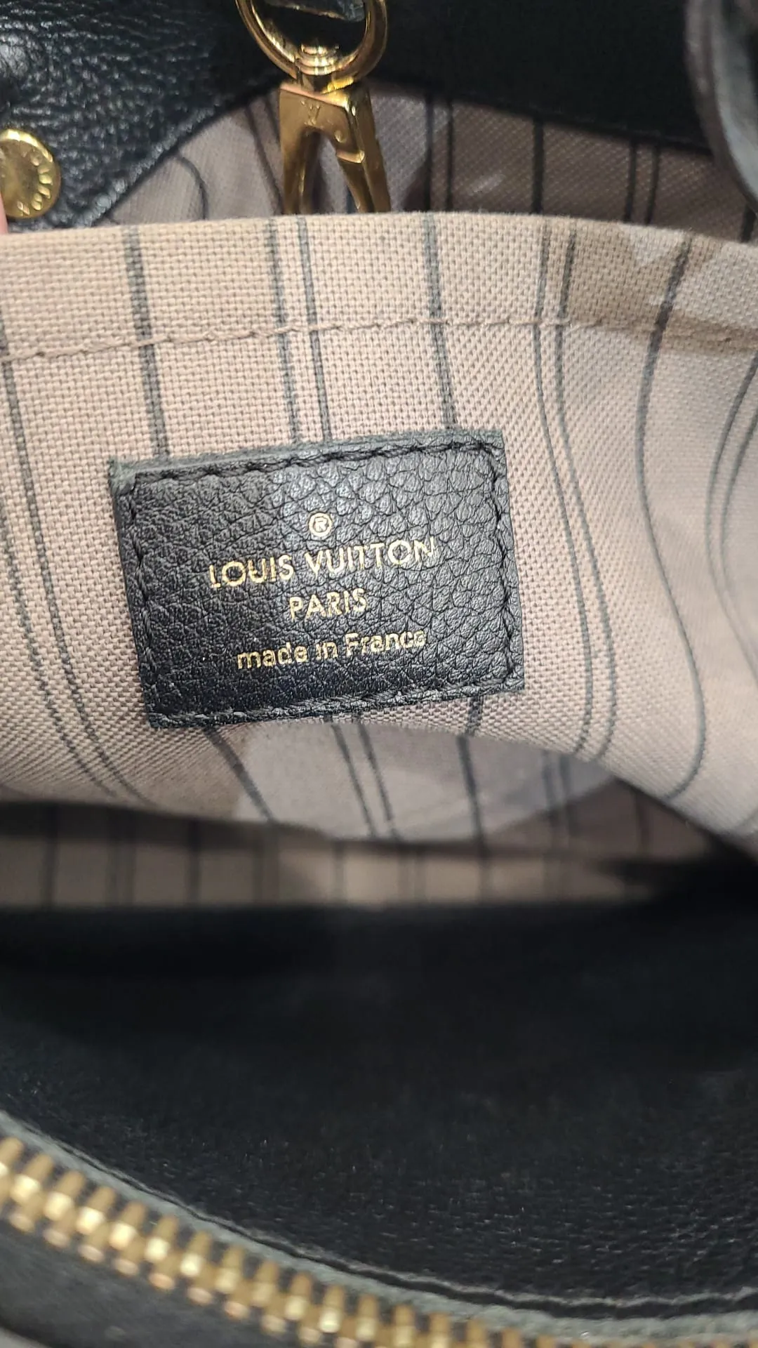 LOUIS VUITTON Montaigne BB Monogram Empreinte Leather Satchel Bag Black