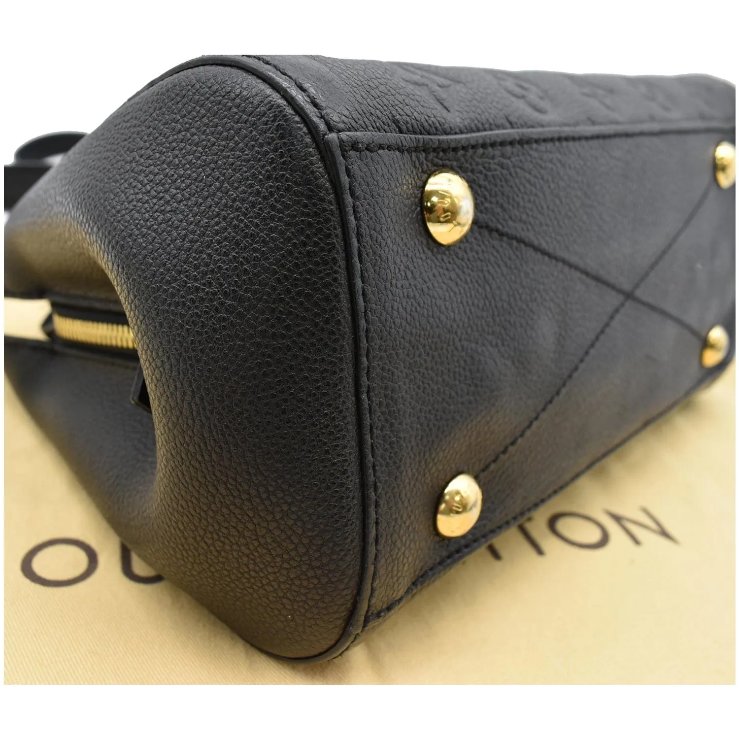 LOUIS VUITTON Montaigne BB Monogram Empreinte Leather Satchel Bag Black