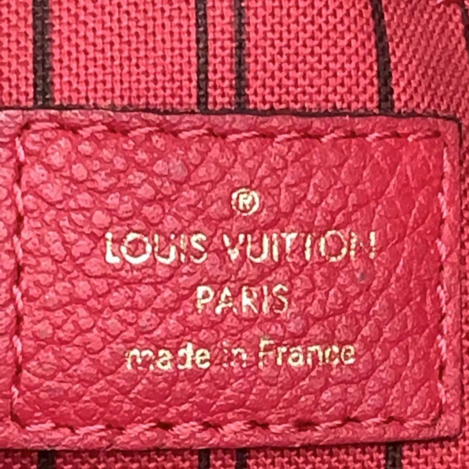 LOUIS VUITTON Montaigne BB Monogram Empreinte Leather Satchel Bag Dahlia
