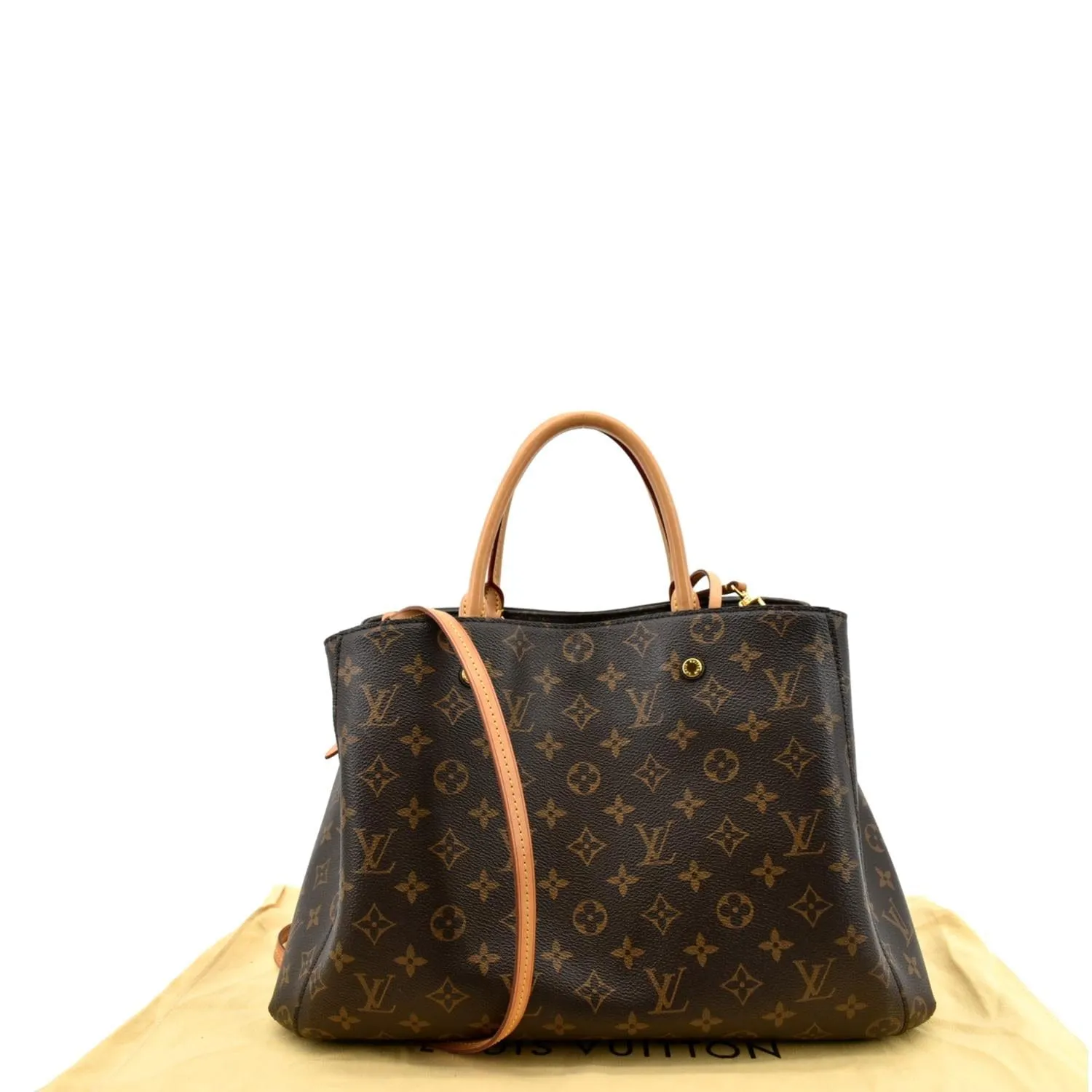 LOUIS VUITTON Montaigne GM Monogram Canvas Shoulder Bag Brown