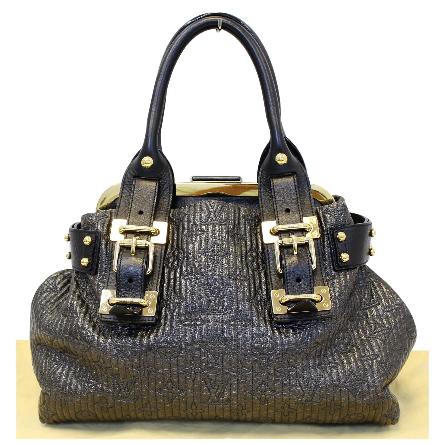 LOUIS VUITTON Motard Biker Monogram Satchel Bag Black