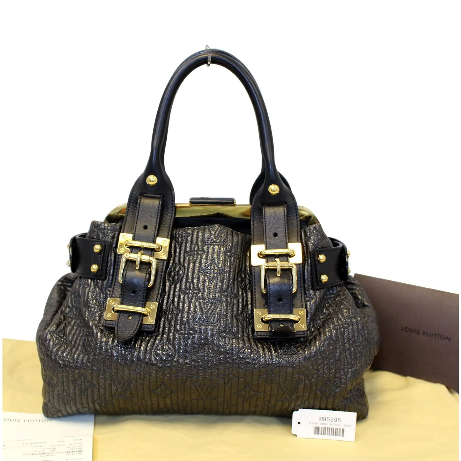 LOUIS VUITTON Motard Biker Monogram Satchel Bag Black