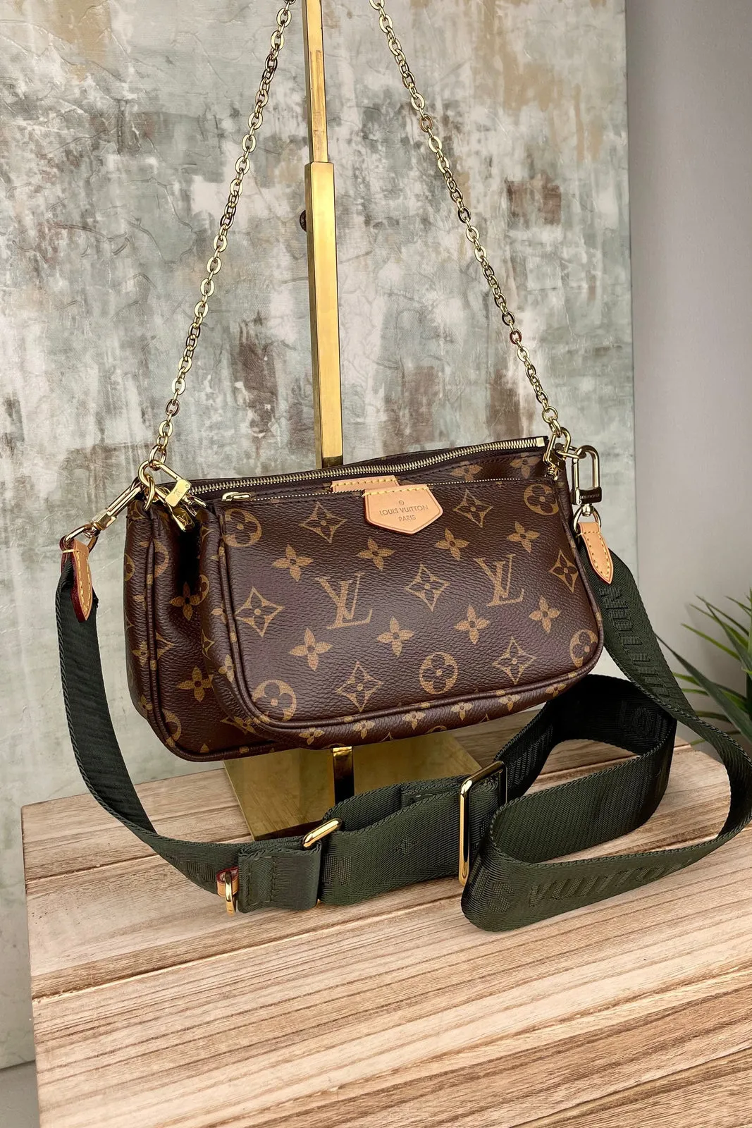 Louis Vuitton Multi Pochette Khaki Monogram Bag
