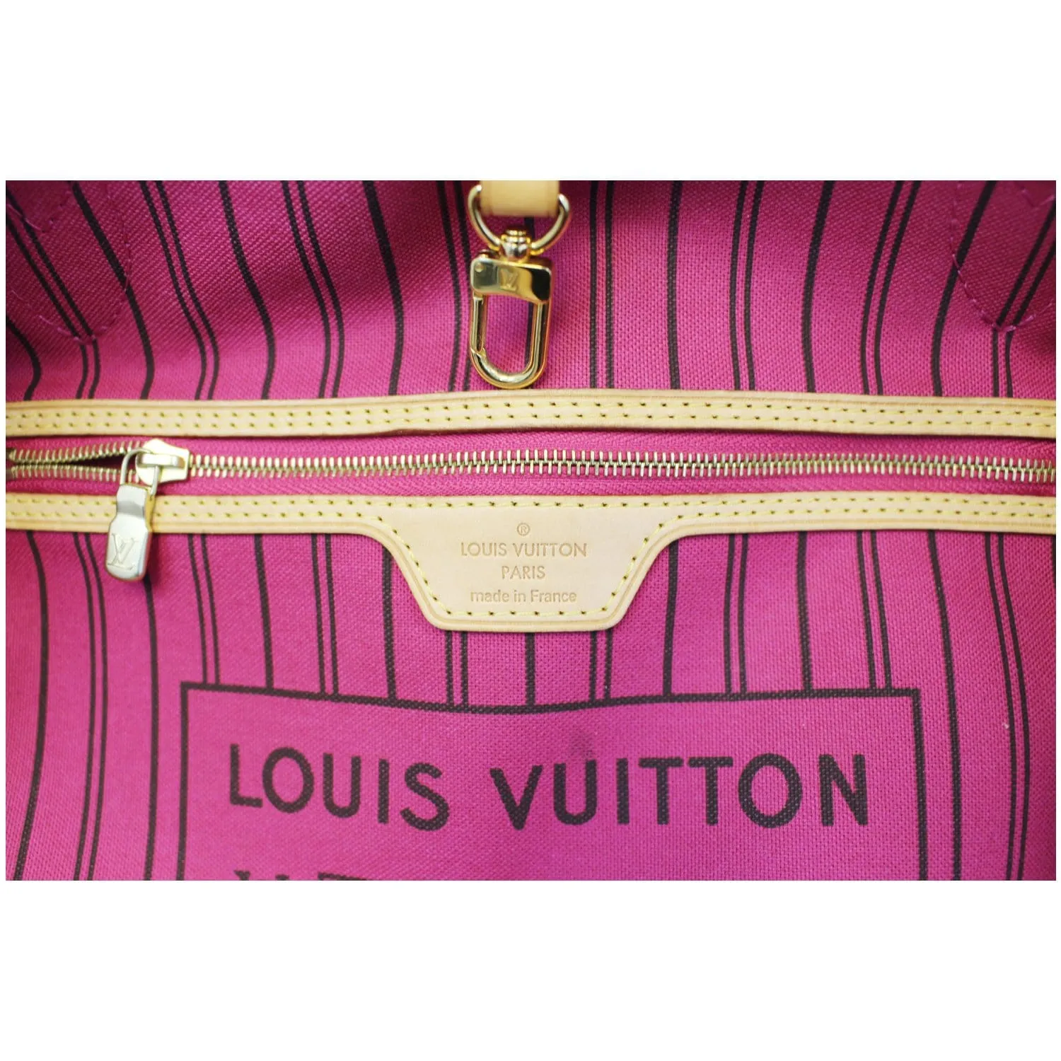 LOUIS VUITTON Neverfull GM Monogram Canvas Shoulder Bag Fuchsia