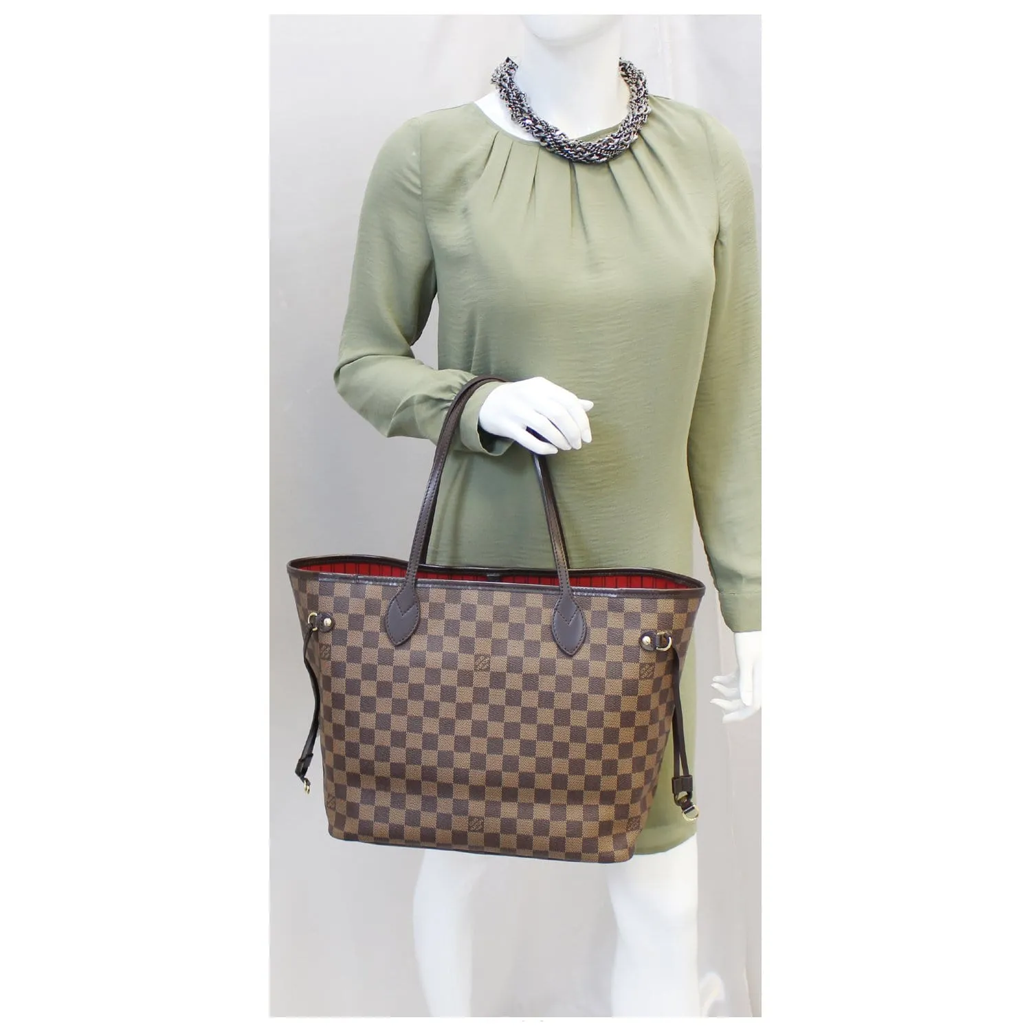 LOUIS VUITTON Neverfull MM Damier Ebene Tote Shoulder Bag