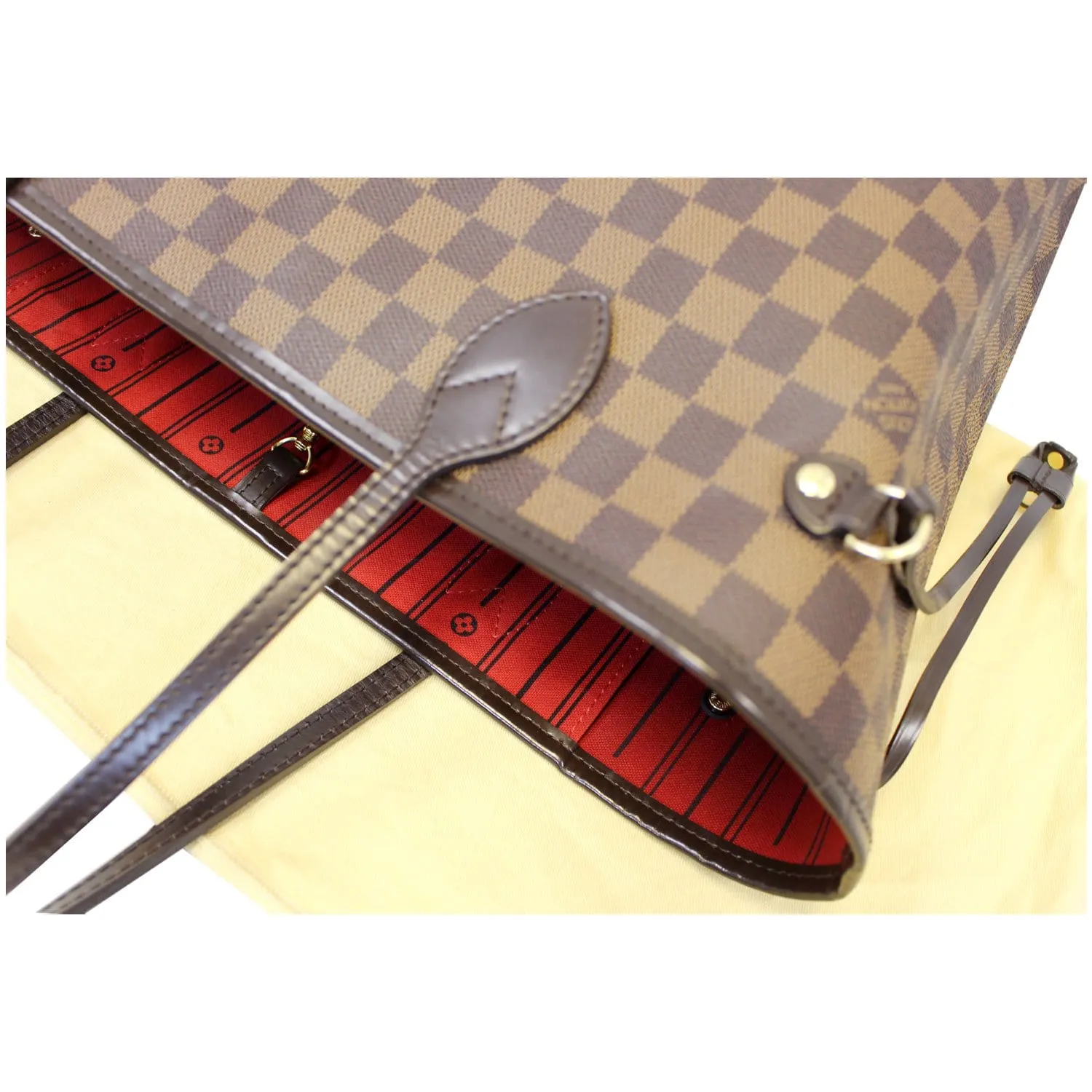 LOUIS VUITTON Neverfull MM Damier Ebene Tote Shoulder Bag