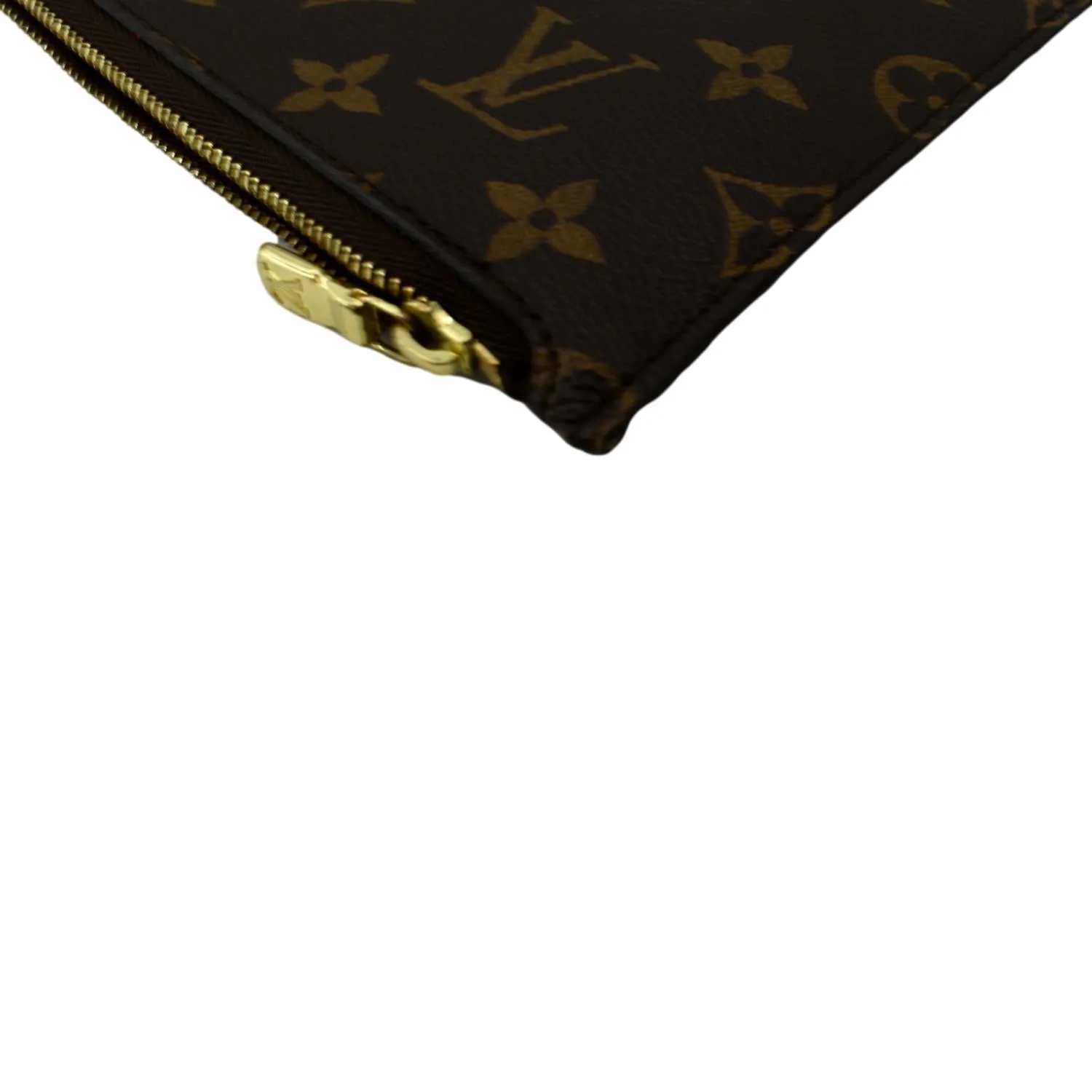 LOUIS VUITTON Neverfull Monogram Canvas Pochette Wristlet Pouch Brown