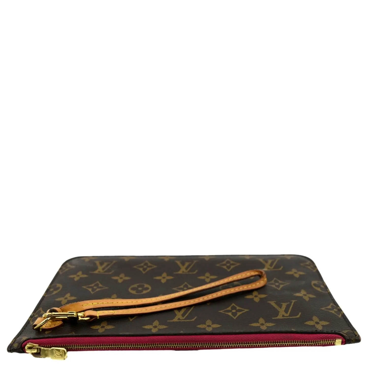 LOUIS VUITTON  Neverfull Monogram Canvas Pochette Wristlet Pouch Fuchsia