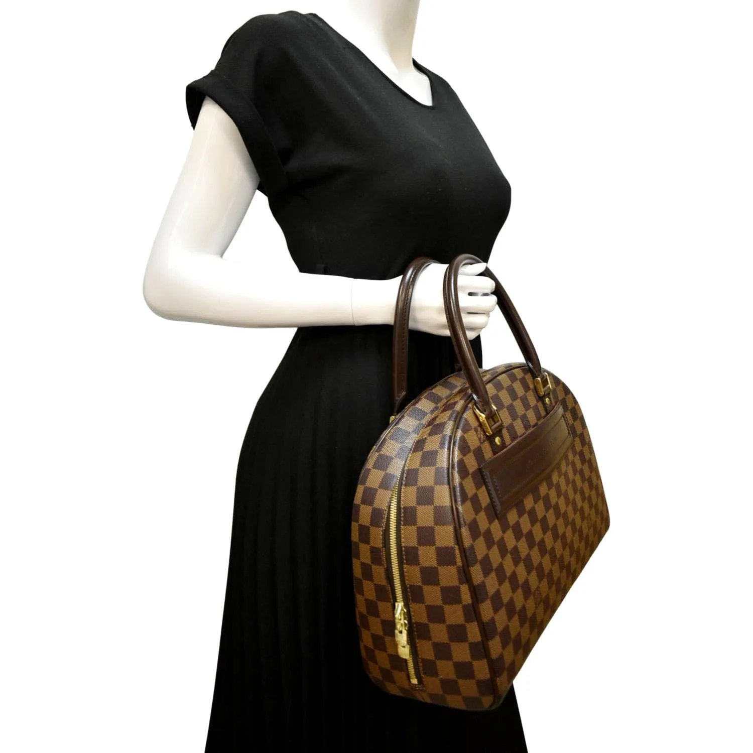 LOUIS VUITTON Nolita Damier Ebene Satchel Bag Brown