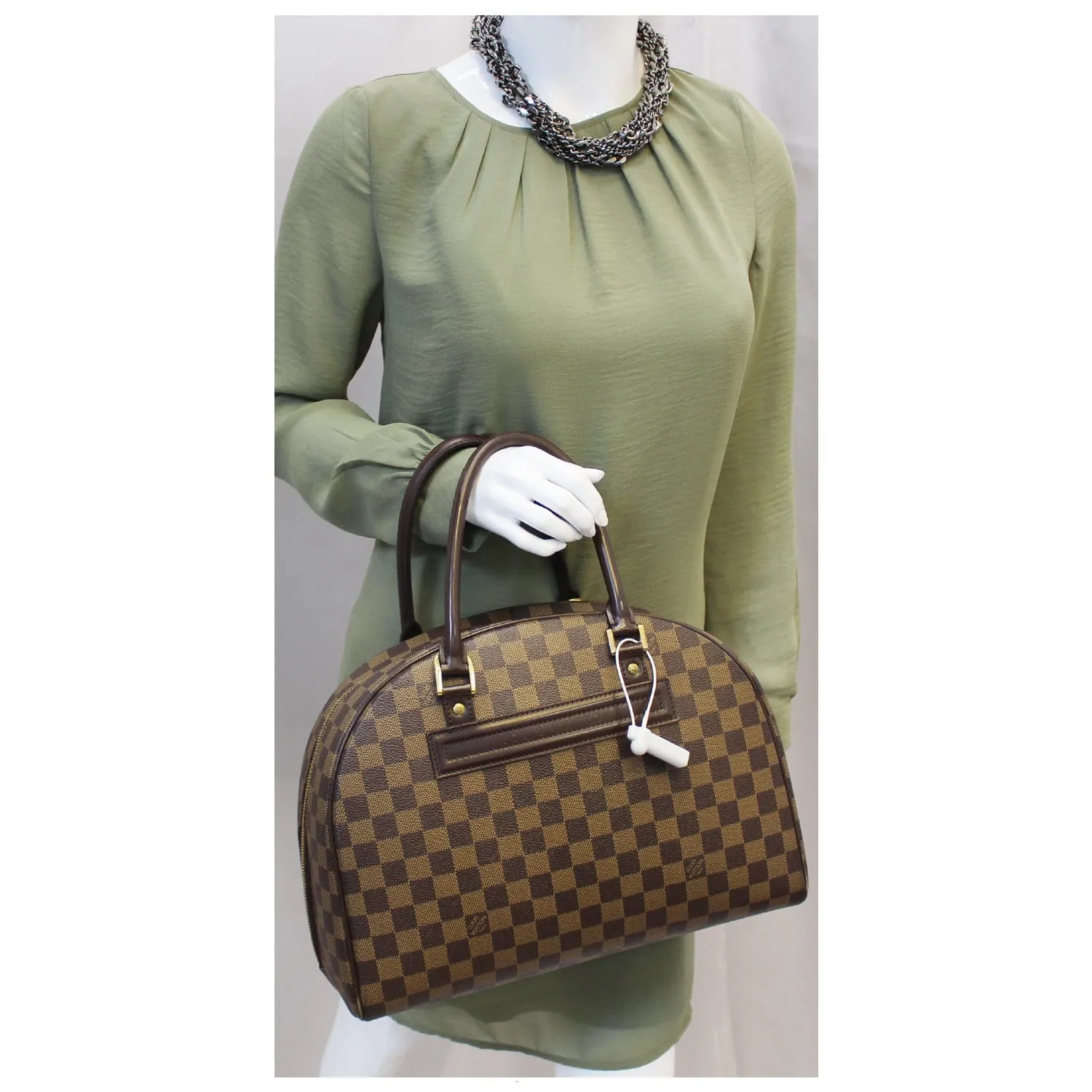LOUIS VUITTON Nolita Damier Ebene Satchel Bag Brown