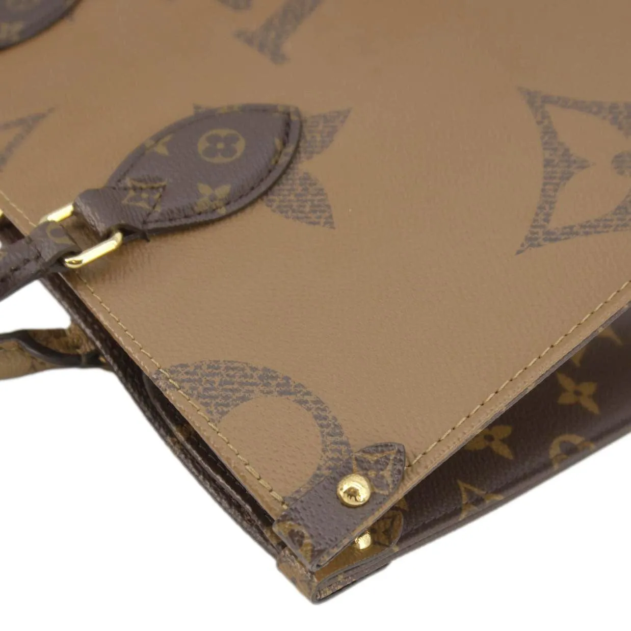 LOUIS VUITTON Onthego MM Giant Monogram Canvas Tote Shoulder Bag Brown