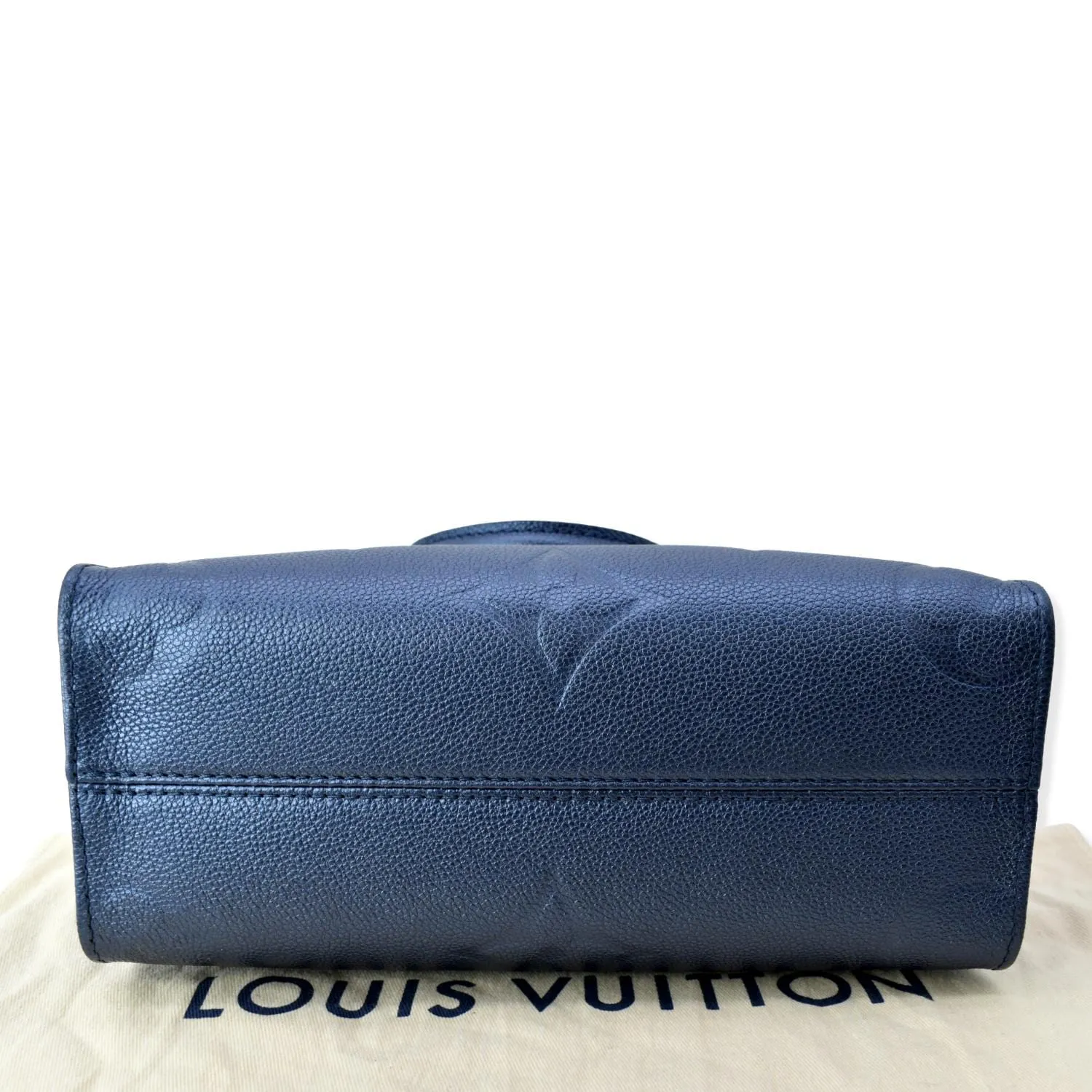 LOUIS VUITTON Onthego PM Monogram Empreinte Tote Shoulder Bag Navy Nacre