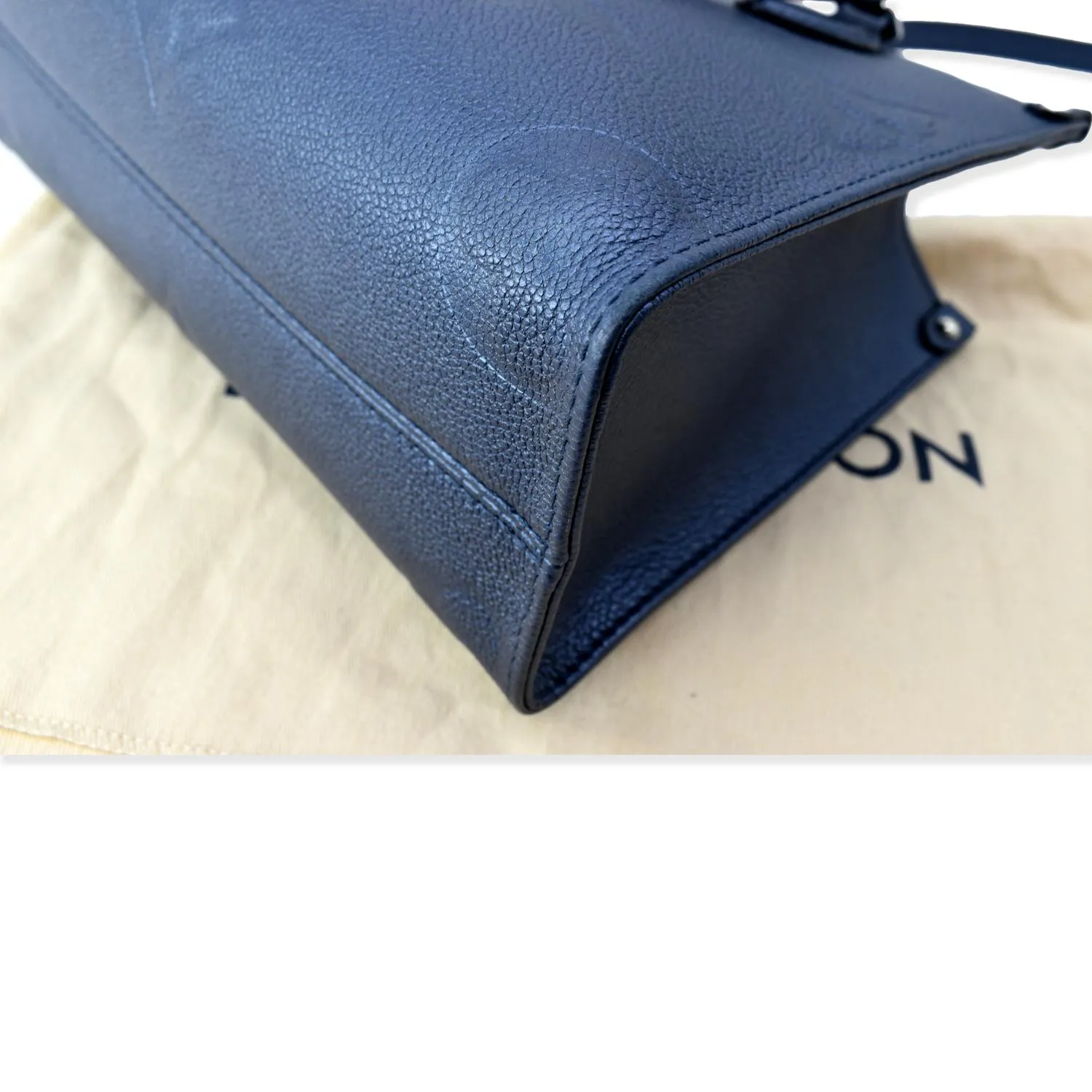 LOUIS VUITTON Onthego PM Monogram Empreinte Tote Shoulder Bag Navy Nacre