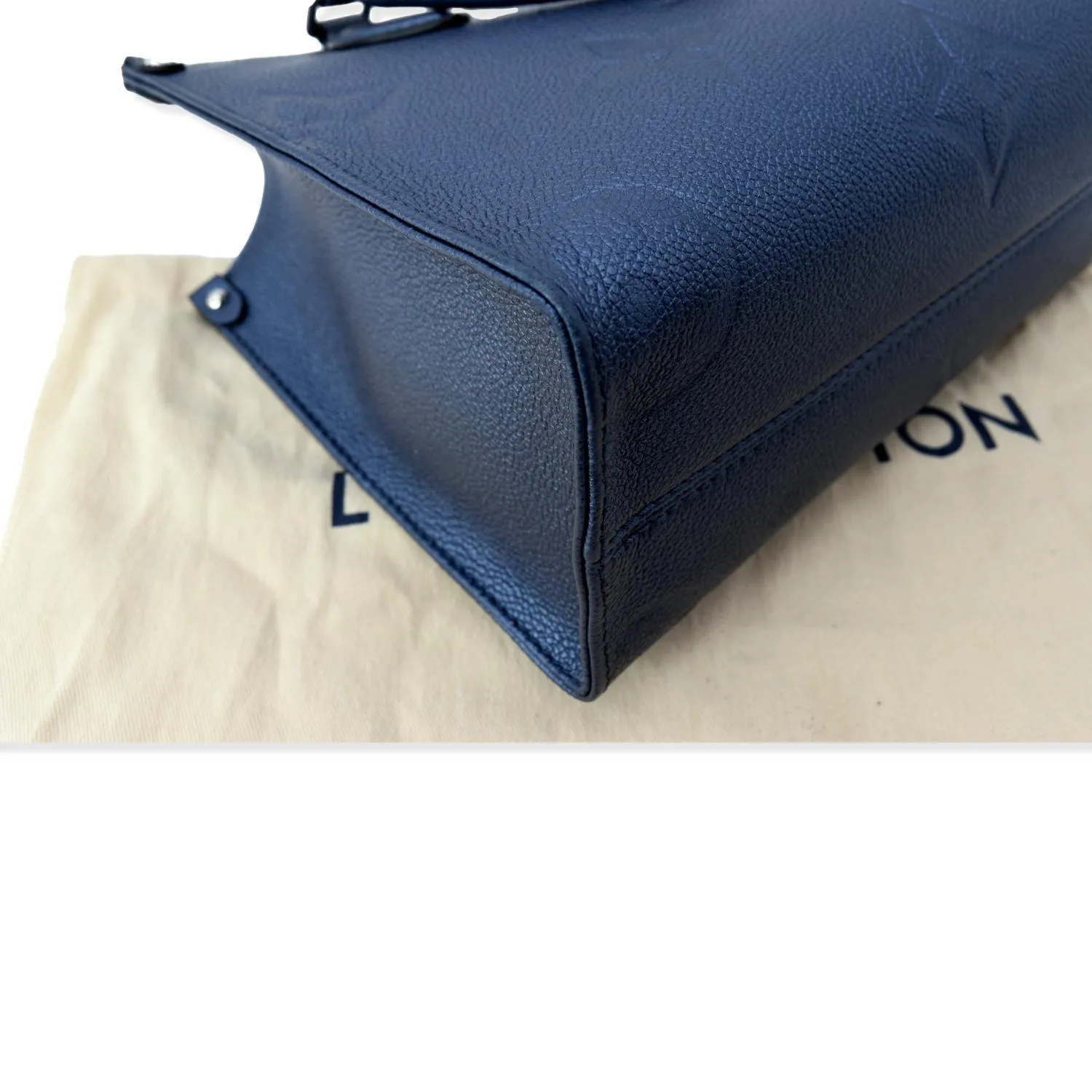 LOUIS VUITTON Onthego PM Monogram Empreinte Tote Shoulder Bag Navy Nacre