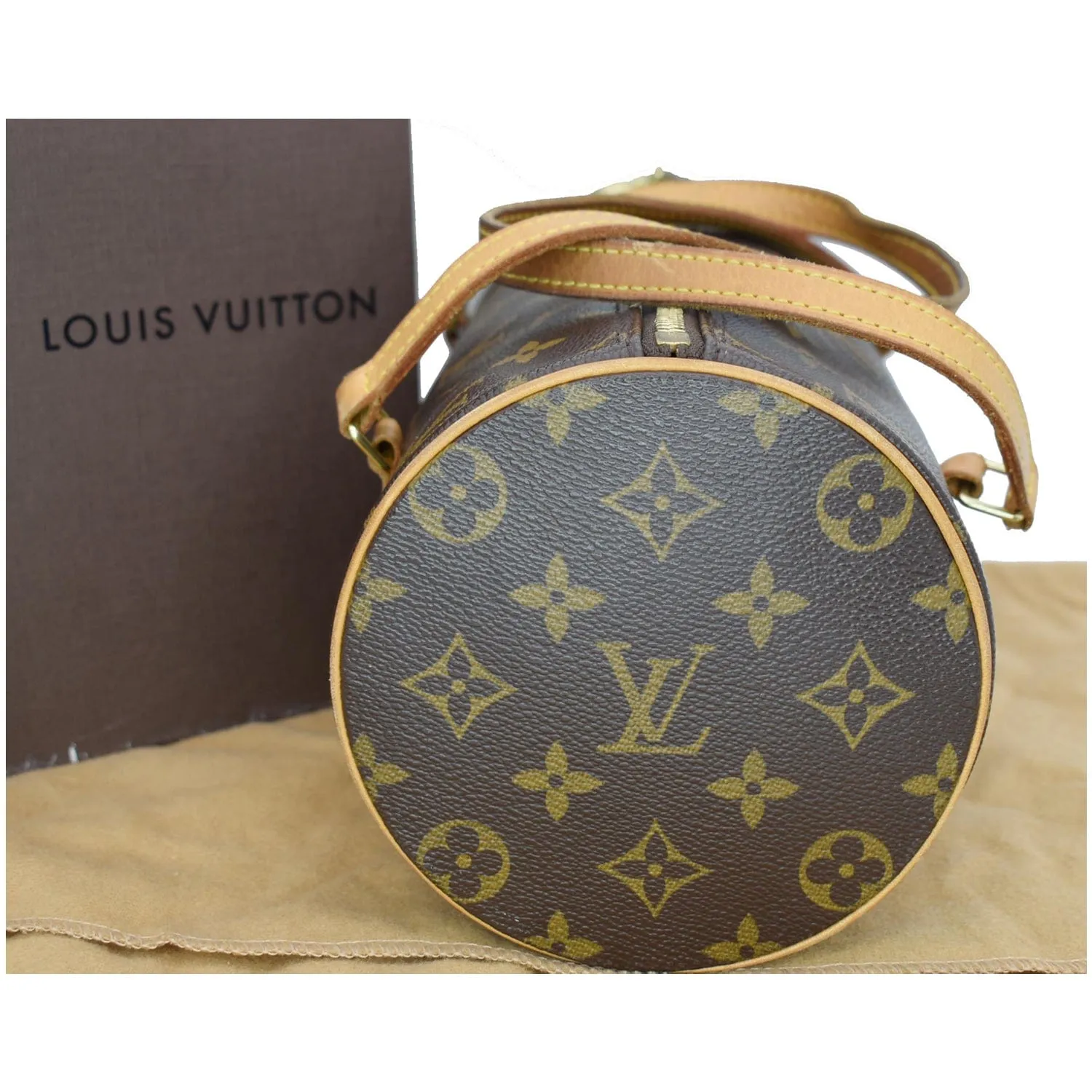 LOUIS VUITTON Papillon 26 Monogram Canvas Satchel Bag Brown