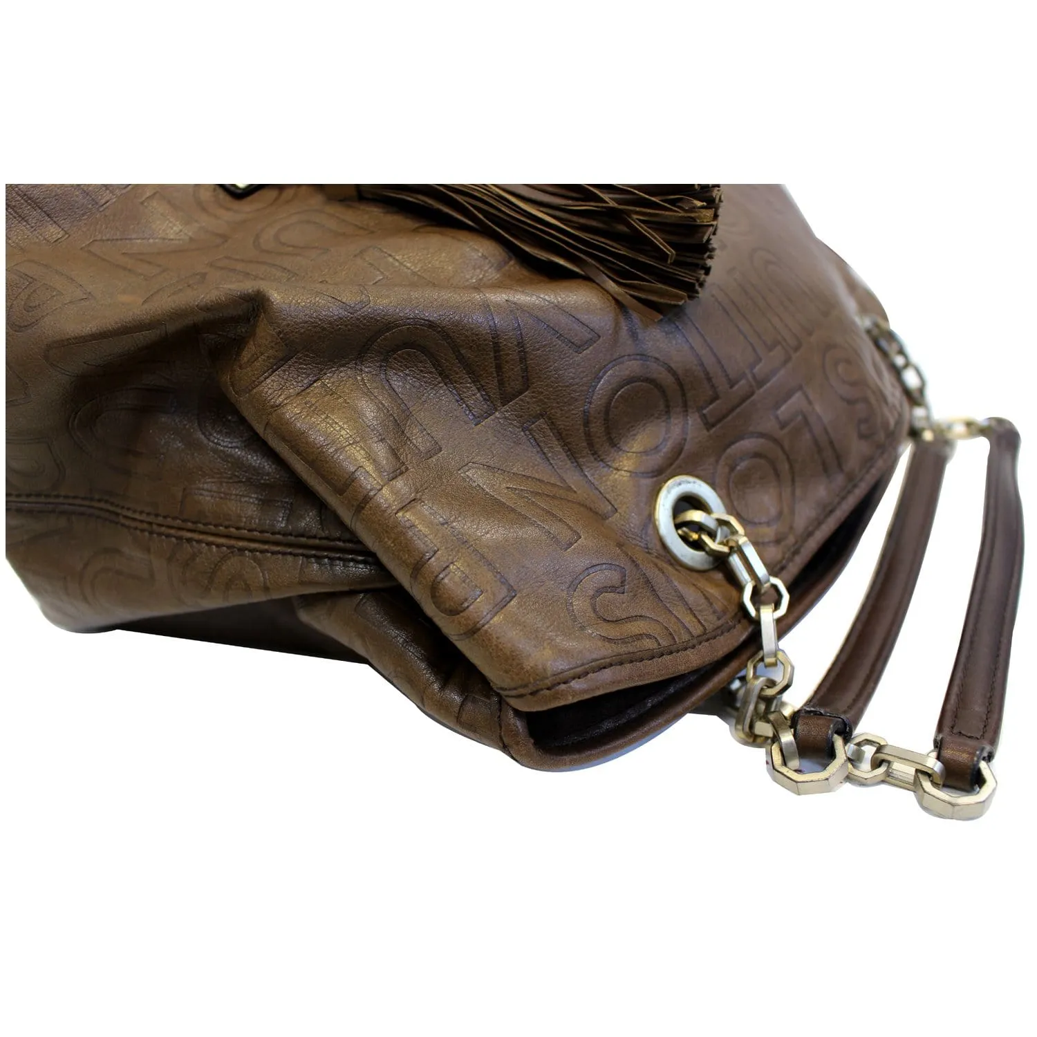 LOUIS VUITTON Paris Souple Whisper GM Monogram Satchel Bag Brown