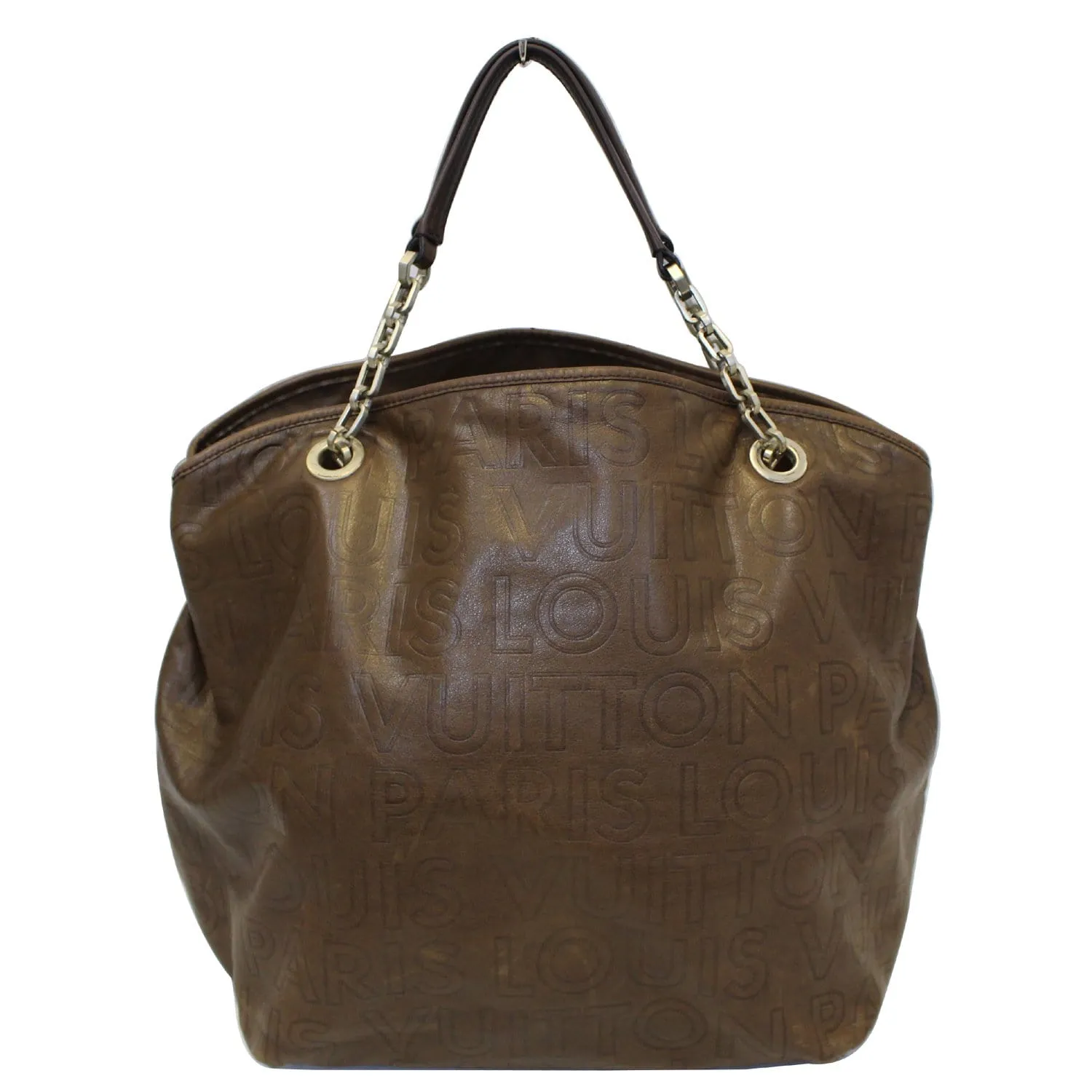 LOUIS VUITTON Paris Souple Whisper GM Monogram Satchel Bag Brown