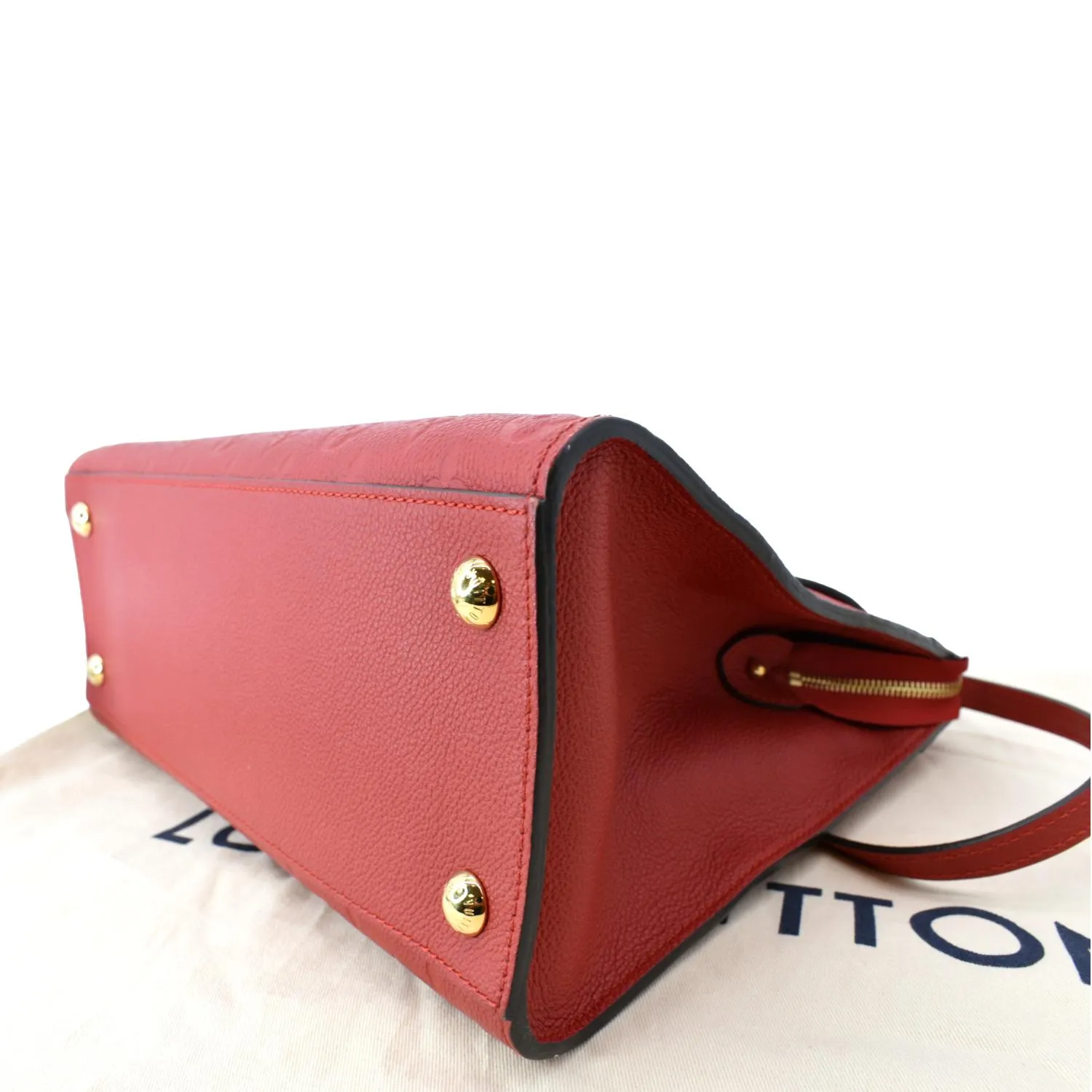 LOUIS VUITTON Pont-Neuf GM Empreinte Leather Satchel Bag Red