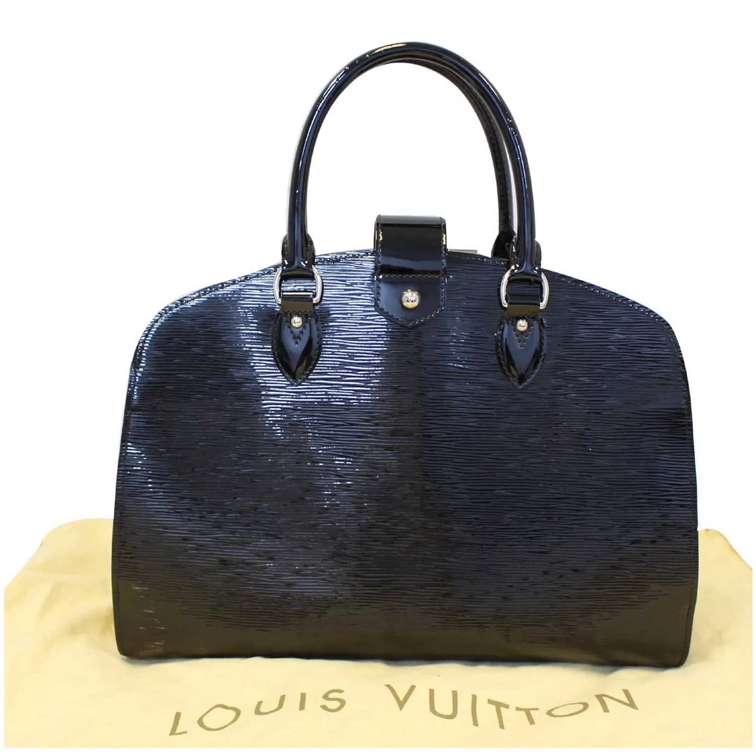 LOUIS VUITTON Pont-Neuf GM Epi Electric Leather Satchel Bag Black