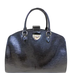LOUIS VUITTON Pont-Neuf GM Epi Electric Leather Satchel Bag Black