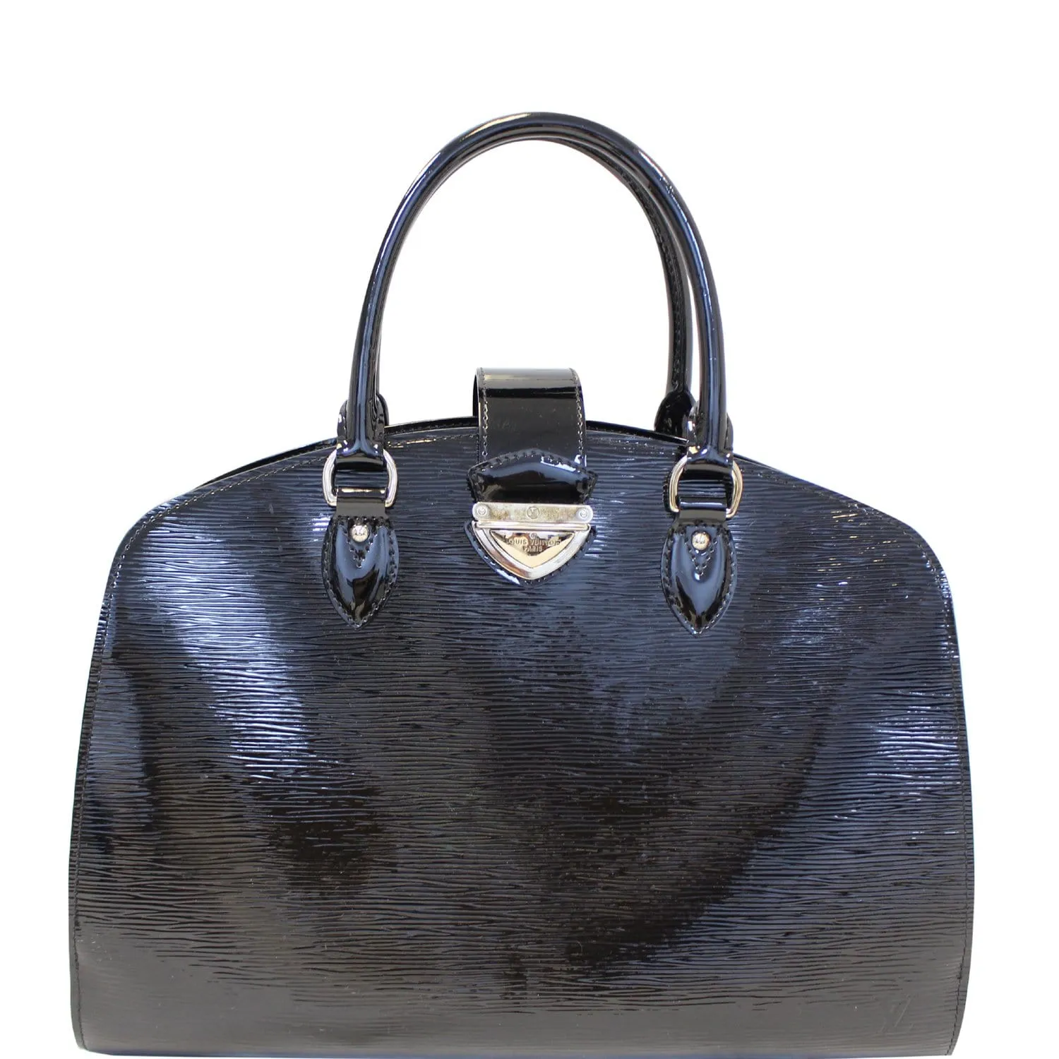 LOUIS VUITTON Pont-Neuf GM Epi Electric Leather Satchel Bag Black