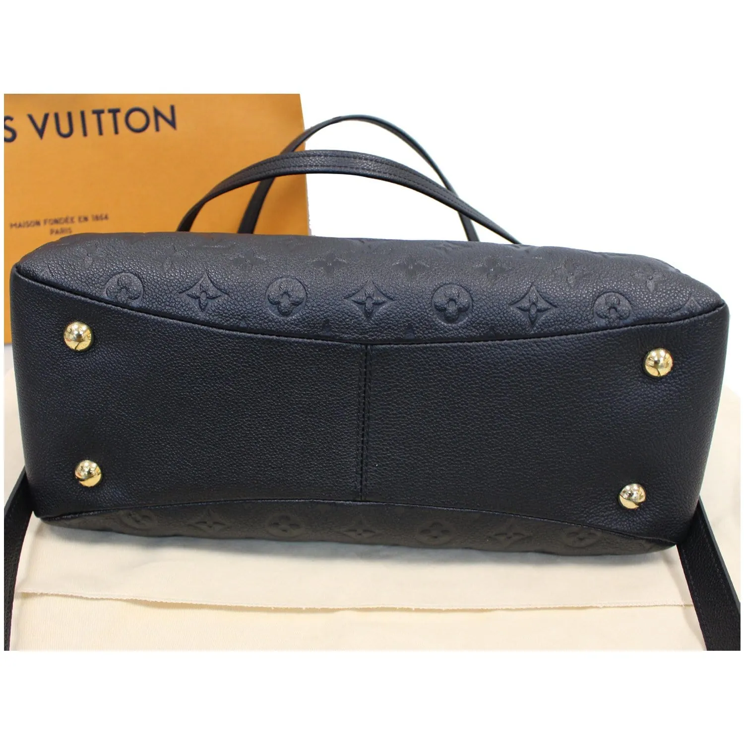 LOUIS VUITTON Ponthieu PM Empreinte Leather Shoulder Bag Black