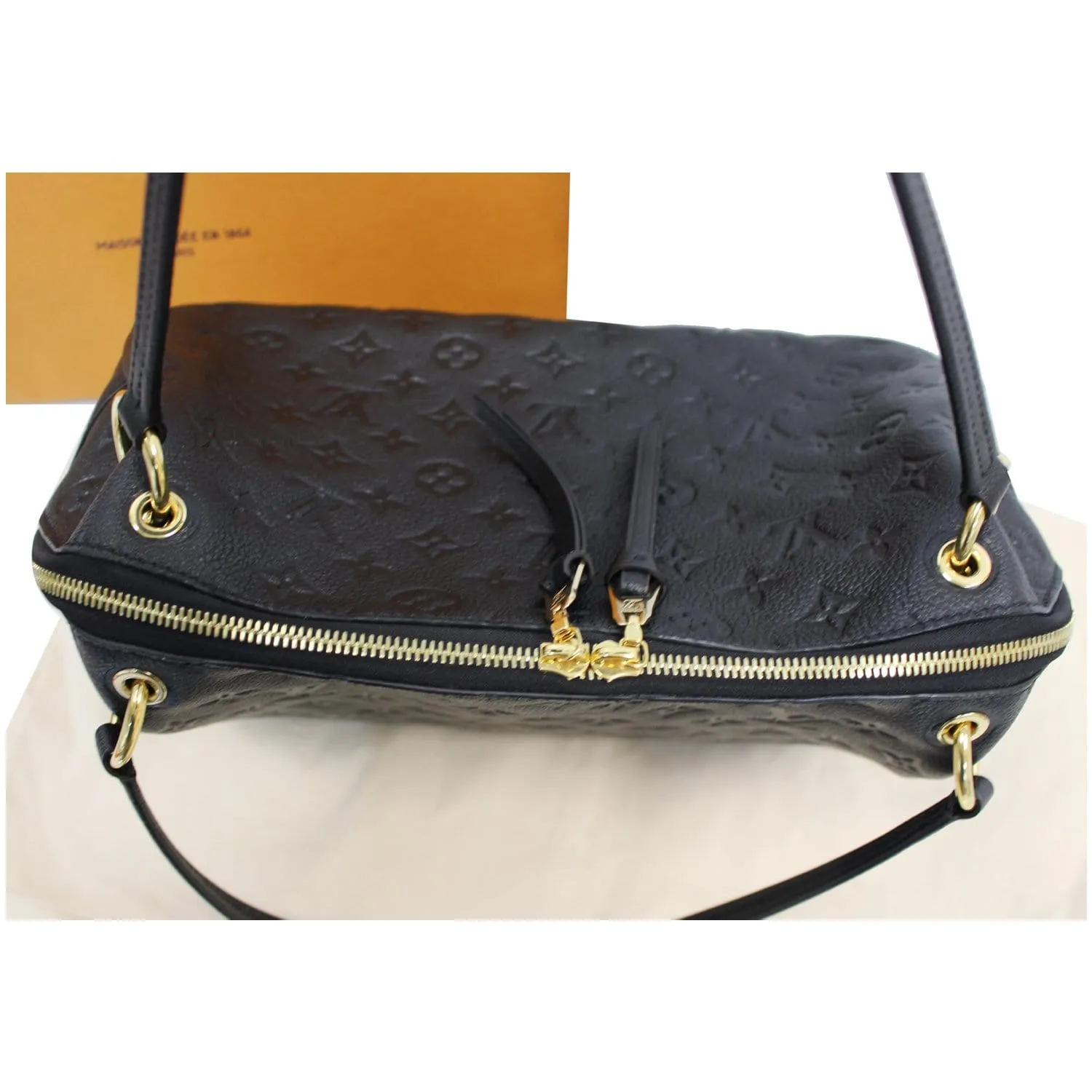 LOUIS VUITTON Ponthieu PM Empreinte Leather Shoulder Bag Black