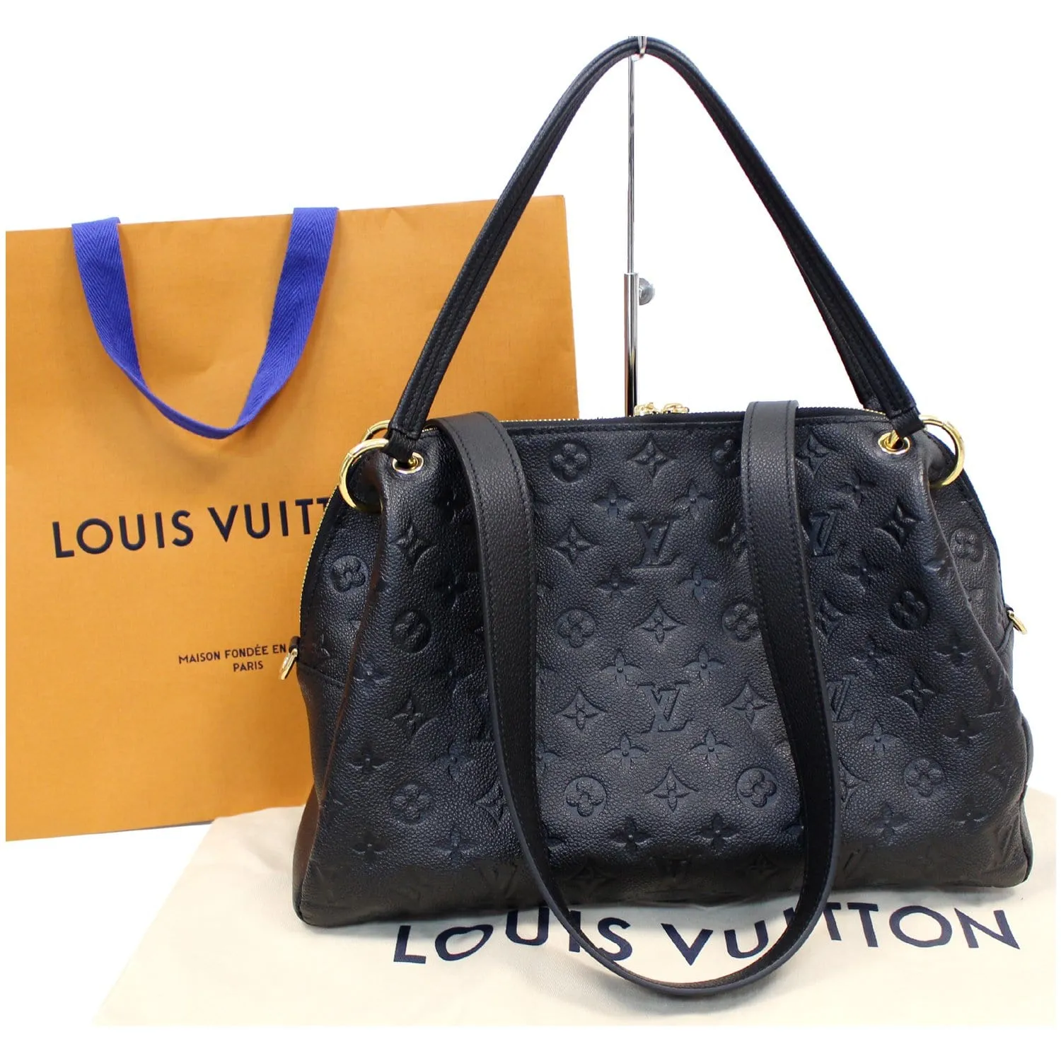 LOUIS VUITTON Ponthieu PM Empreinte Leather Shoulder Bag Black