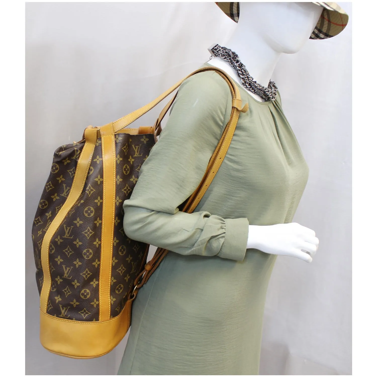 LOUIS VUITTON Randonnee GM Monogram Canvas Backpack Bag Brown