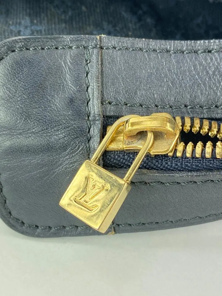 Louis Vuitton Rare Navy Blue Monogram Mini Lin GM Boston Speedy 56LV713