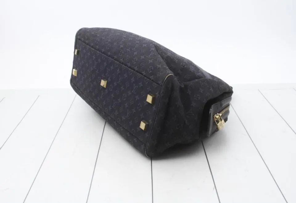 Louis Vuitton Rare Navy Blue Monogram Mini Lin GM Boston Speedy 56LV713