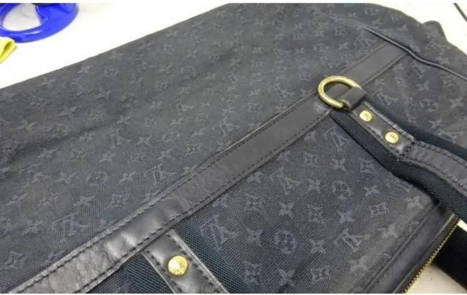 Louis Vuitton Rare Navy Blue Monogram Mini Lin GM Boston Speedy 56LV713