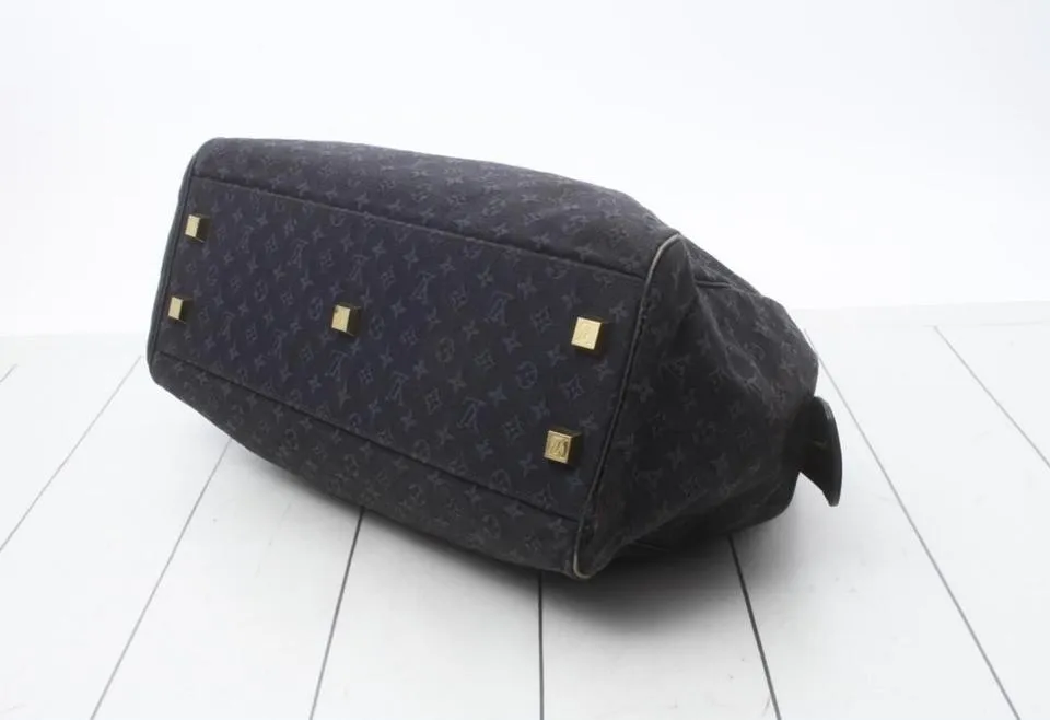 Louis Vuitton Rare Navy Blue Monogram Mini Lin GM Boston Speedy 56LV713