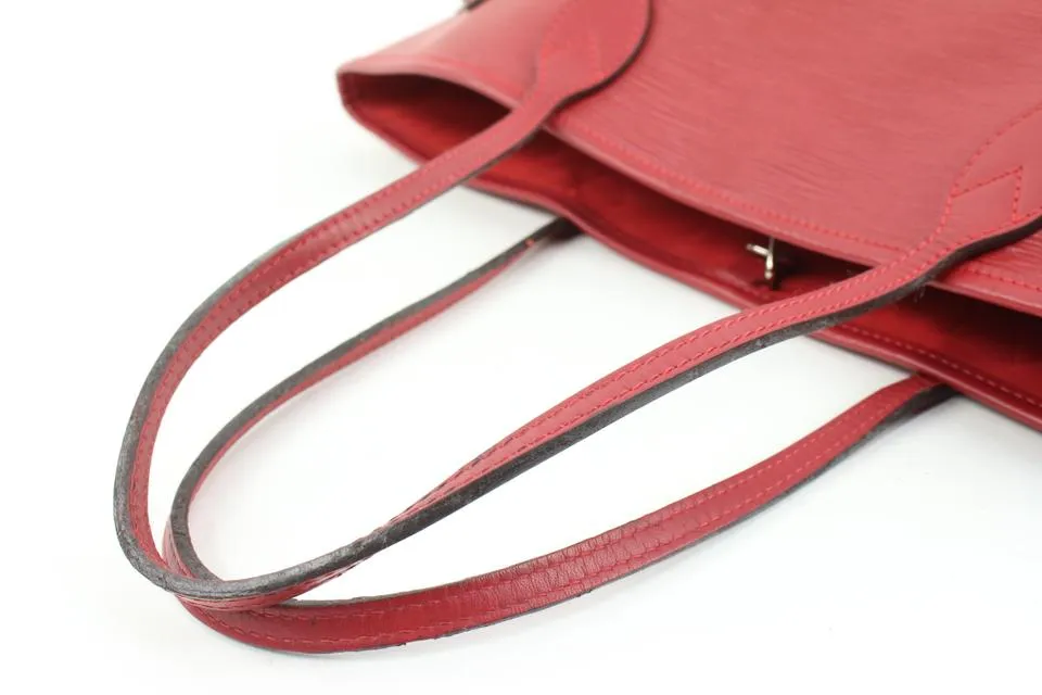 Louis Vuitton Red Epi Leather Neverfull MM Tote Bag 121lv49