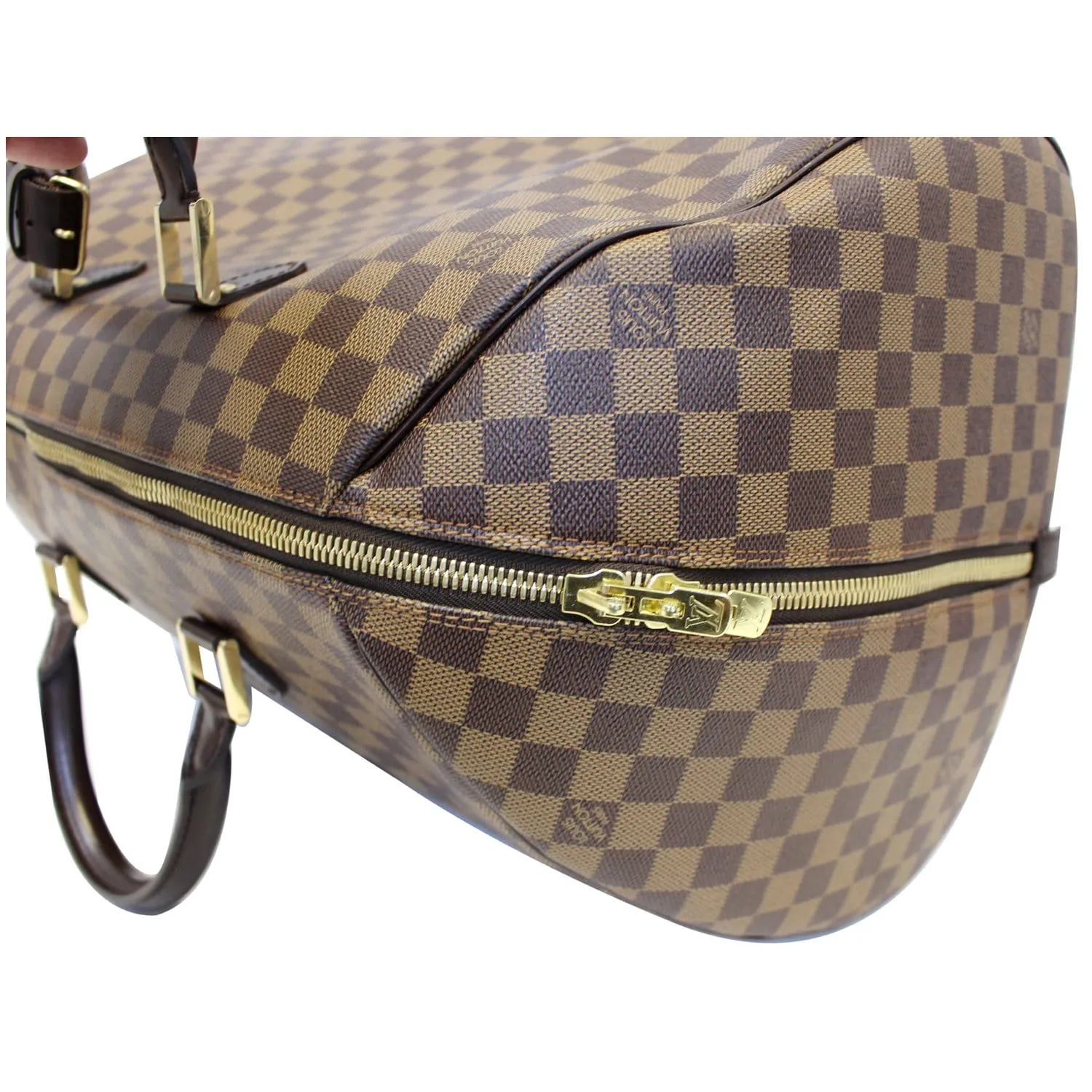 LOUIS VUITTON Ribera GM Damier Ebene Satchel Bag Brown