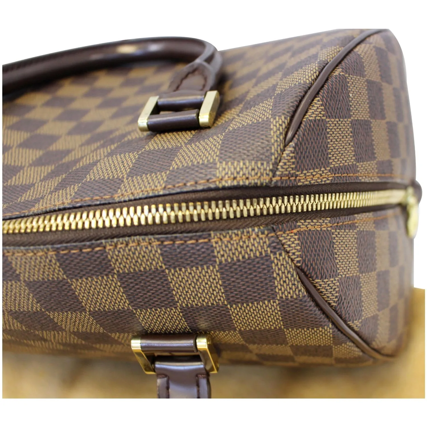 LOUIS VUITTON Ribera MM Damier Ebene Satchel Bag Brown