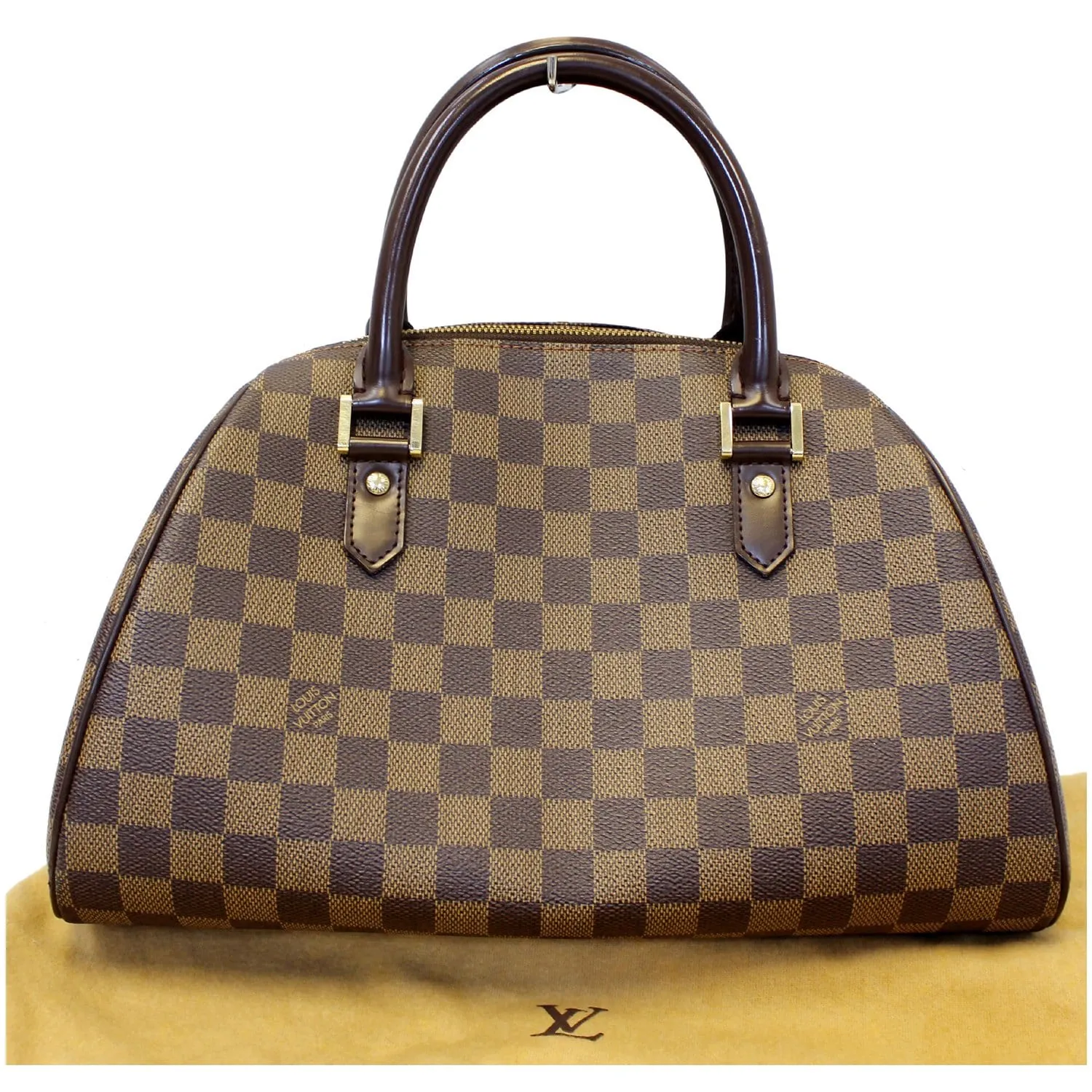 LOUIS VUITTON Ribera MM Damier Ebene Satchel Bag Brown