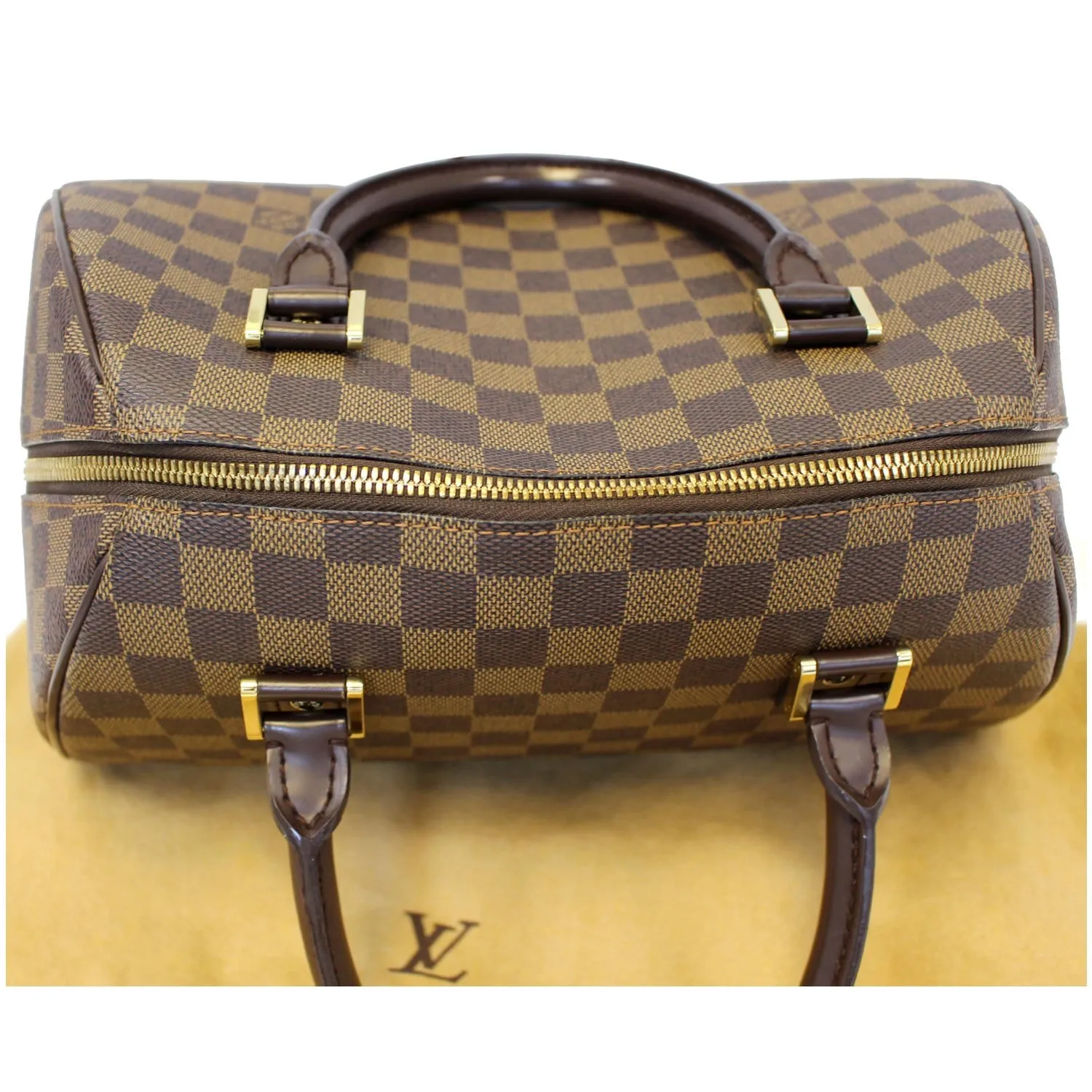 LOUIS VUITTON Ribera MM Damier Ebene Satchel Bag Brown